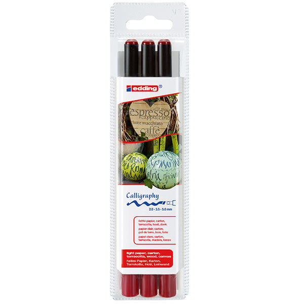 edding 1255 Calligraphy Pen Set of 3 - Premium Calligraphy Markers for Hand Lettering, Art Projects & DIY Crafts - Perfect for Bullet Journals, Wedding Invitations & Scrapbooking