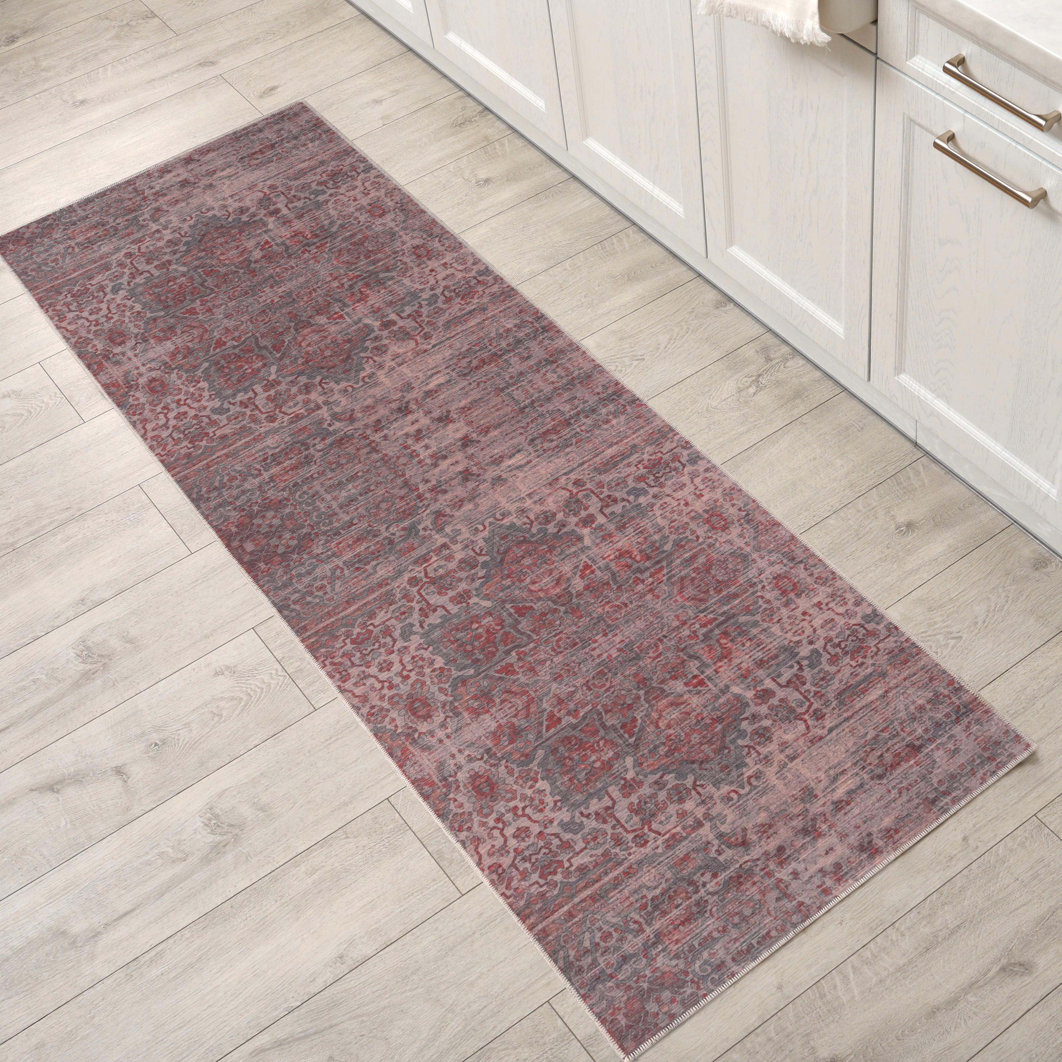 Boho Non-Slip Washable Indoor Area Rug - Machine Washable Runner for Living Room, Bedroom, or Hallway Decor