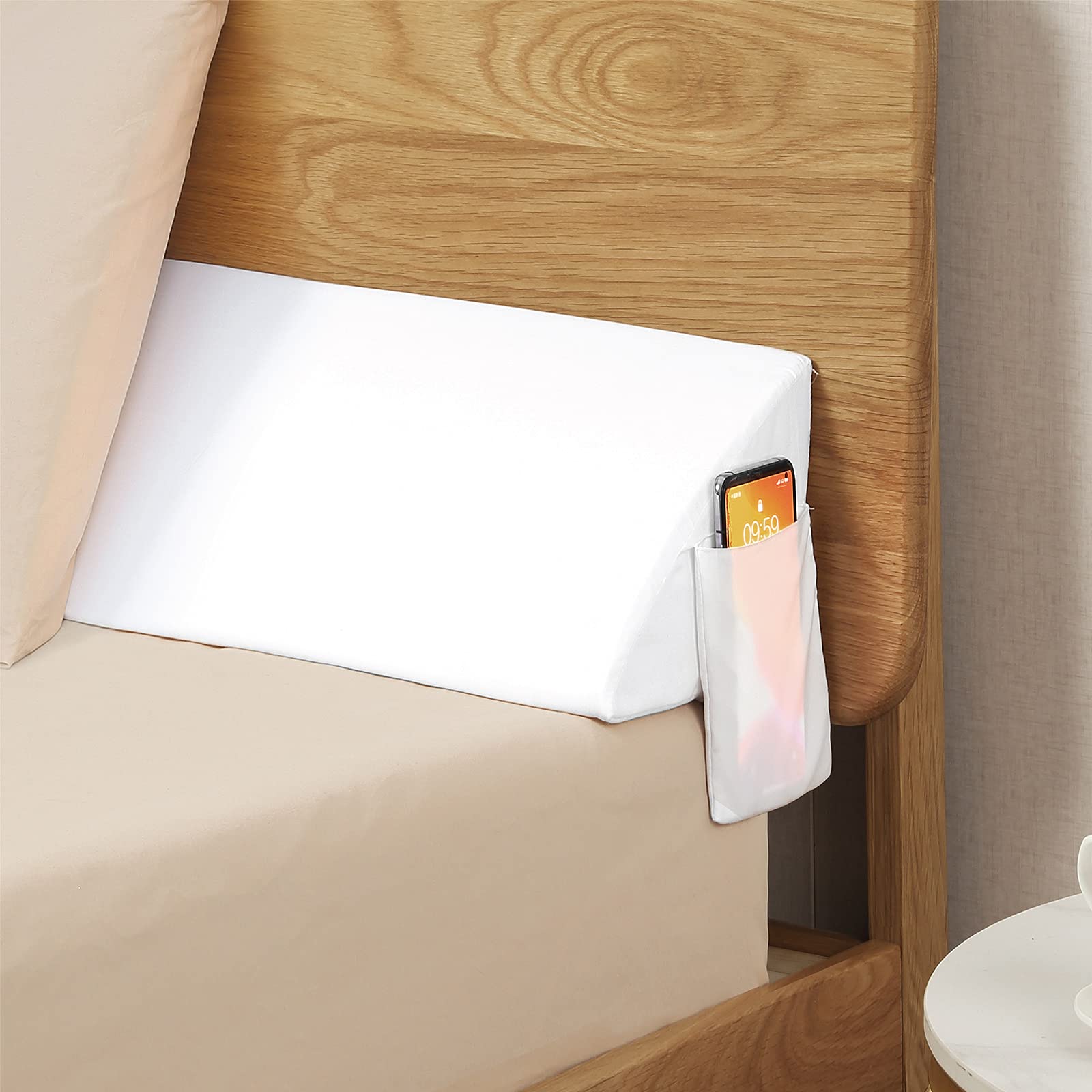 VEKKIA Full Size Bed Wedge Pillow - Headboard Pillow & Mattress Wedge for Gap Filling (0-6 Inches) - White 54x10x6 Inches - Perfect for Bedroom, Guest Room, and Dorm Use - Eliminates Space Between Mattress and Headboard