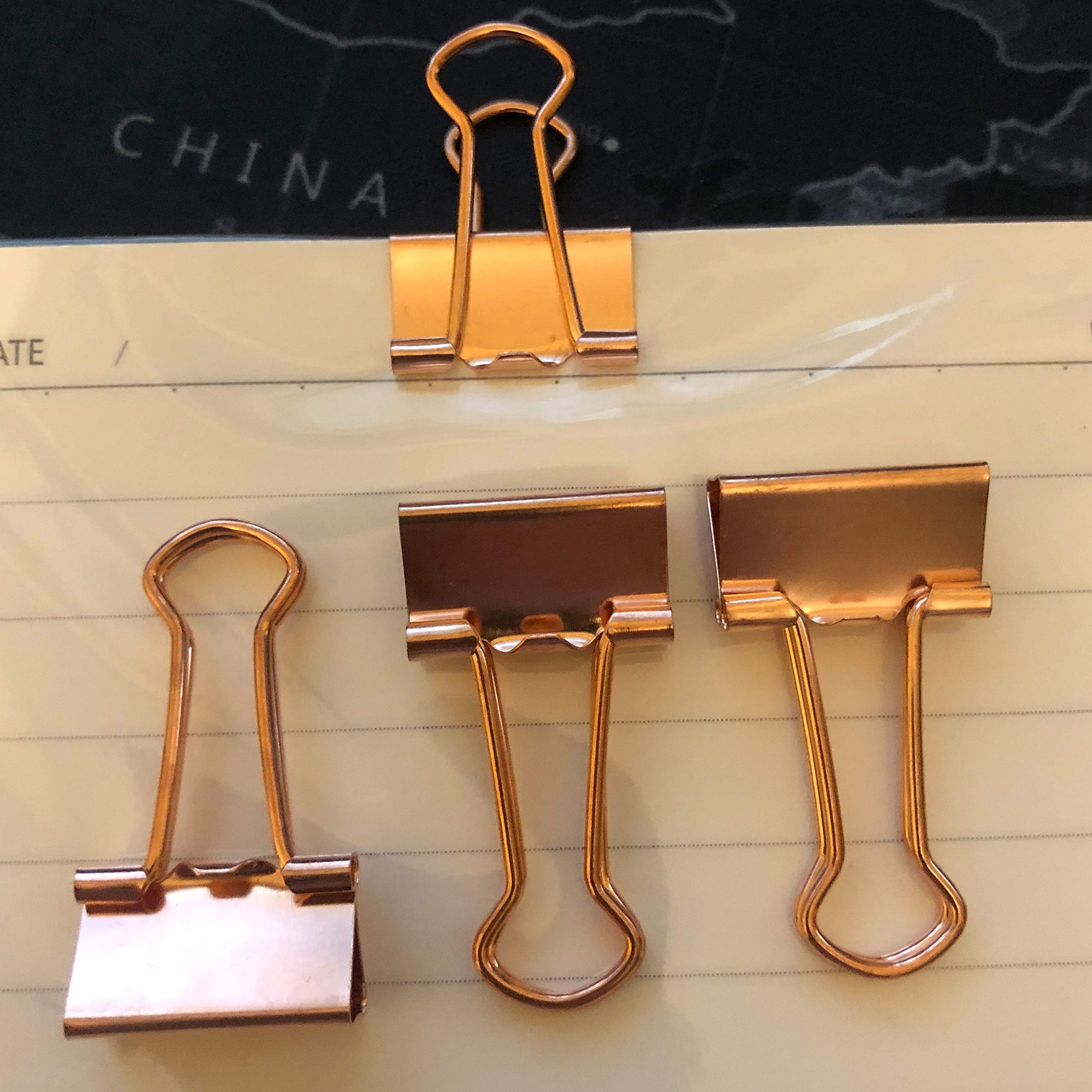 Rose Gold Metal Binder Clips - Small 0.75 Inch (19mm) 40-Pack - Perfect for Office, School, and Home Document Organization