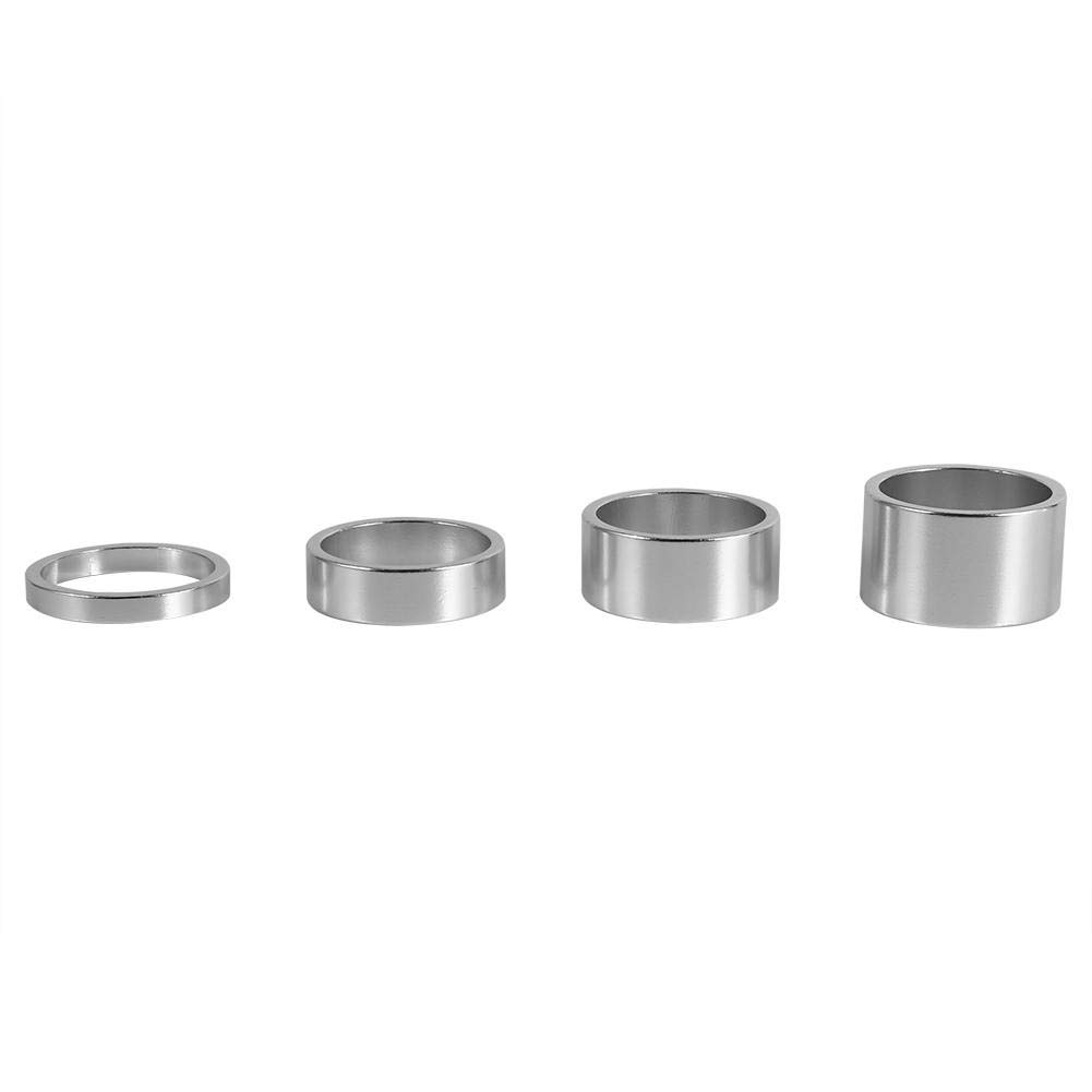 4Pcs Aluminum Alloy Bike Headset Spacer Kit - 4 Colors (Silver/Black/Blue/Red) - Stem Spacer Tool for Mountain Bikes, Road Bikes & BMX - Perfect for Bike Maintenance & Customization