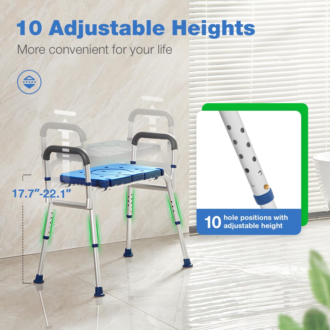 GreenChief Extra Large Bariatric Shower Chair - 700lb Heavy Duty Shower Bench with Wide Seat & Handles - Sturdy Bath Seat for Elderly, Disabled & Obese Adults - Ideal for Safe Bathing & Showering in Home or Healthcare Facilities