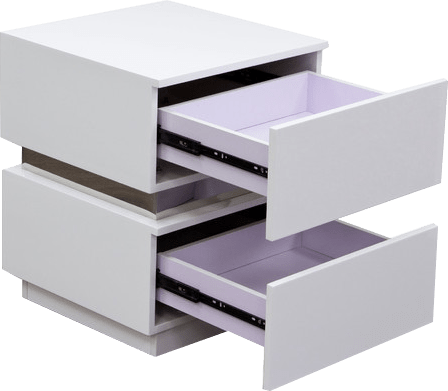 DS High Gloss Lacquer Nightstand with 2 Drawers - Modern Bedside Table for Bedroom Furniture, Perfect for Small Spaces & Apartment Living