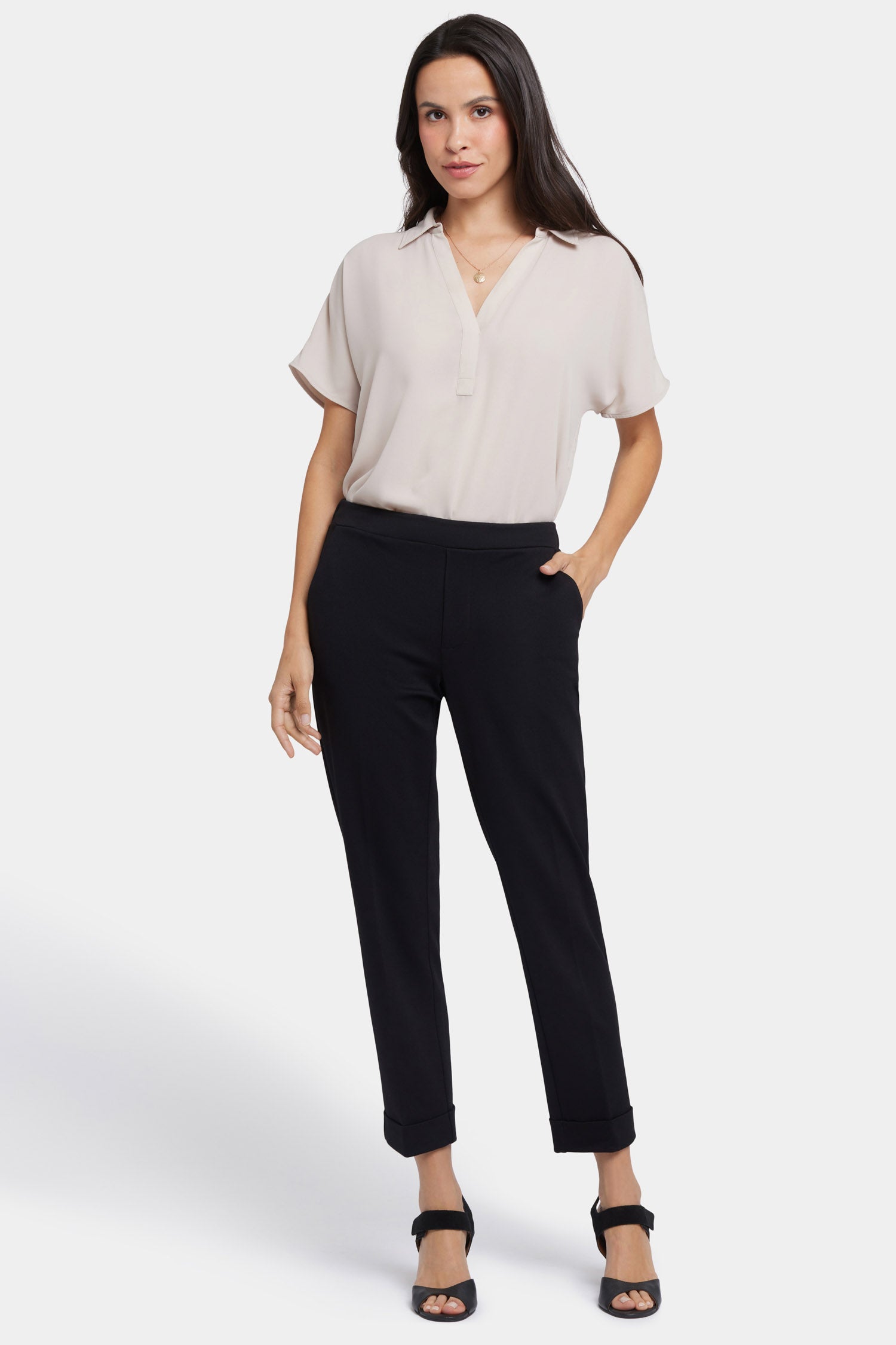 Cassidy Women's Ankle Pull On Pants - Comfortable Stretch Work Pants for Business Casual & Office Wear (Black)