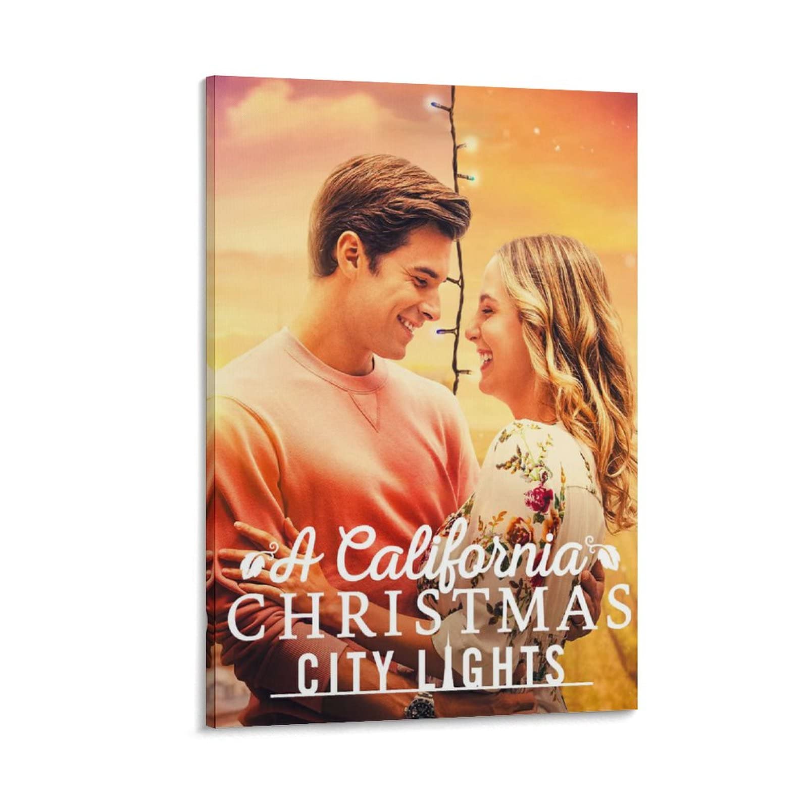 California Christmas City Lights (2021) Movie Poster Canvas Print - 24x36 Inch (60x90cm) Framed Wall Art for Bedroom, Living Room Decor - Perfect for Holiday Gift & Home Theater Decoration