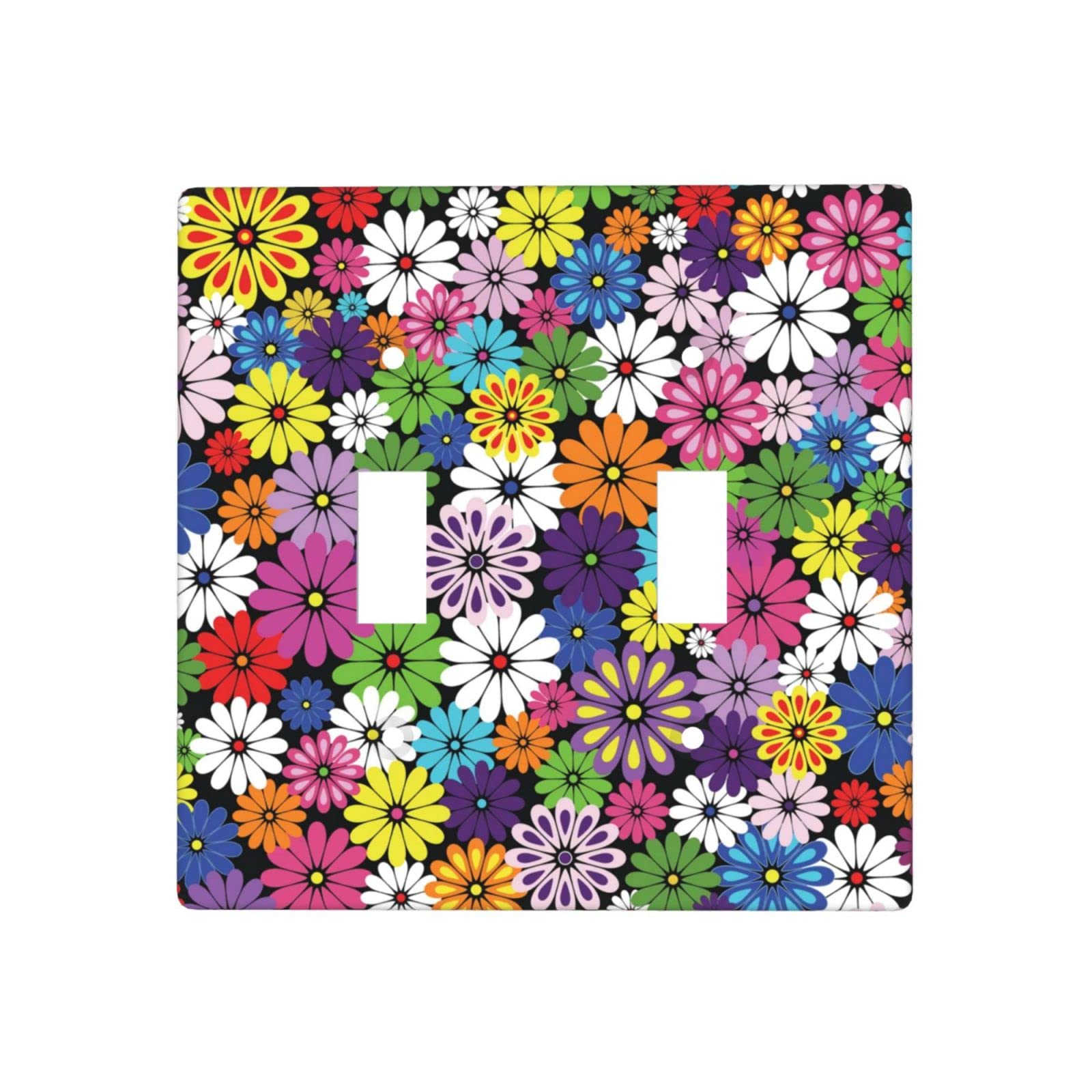 Vibrant Floral Light Switch Cover - Decorative Double Toggle Wall Plate for Home & Kitchen Decor - 2 Gang Switch Plate - Perfect for Bedroom, Living Room, and Office Decorations