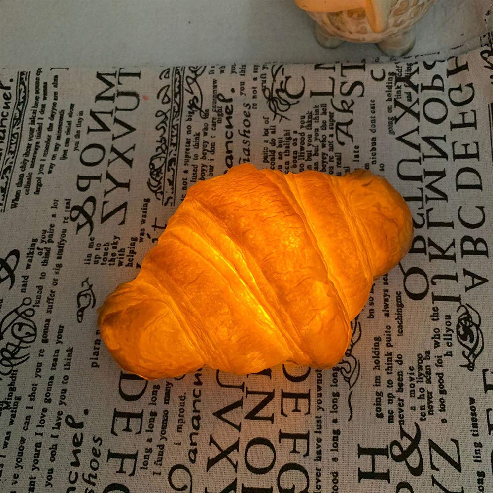 YHNJI Croissant Night Light - Bread Shaped LED Lamp for Kids Room Decor | Battery Operated Night Light for Girls Bedroom | Cute Bakery-Themed Nightlight for Nursery, Dorm & Home Decoration