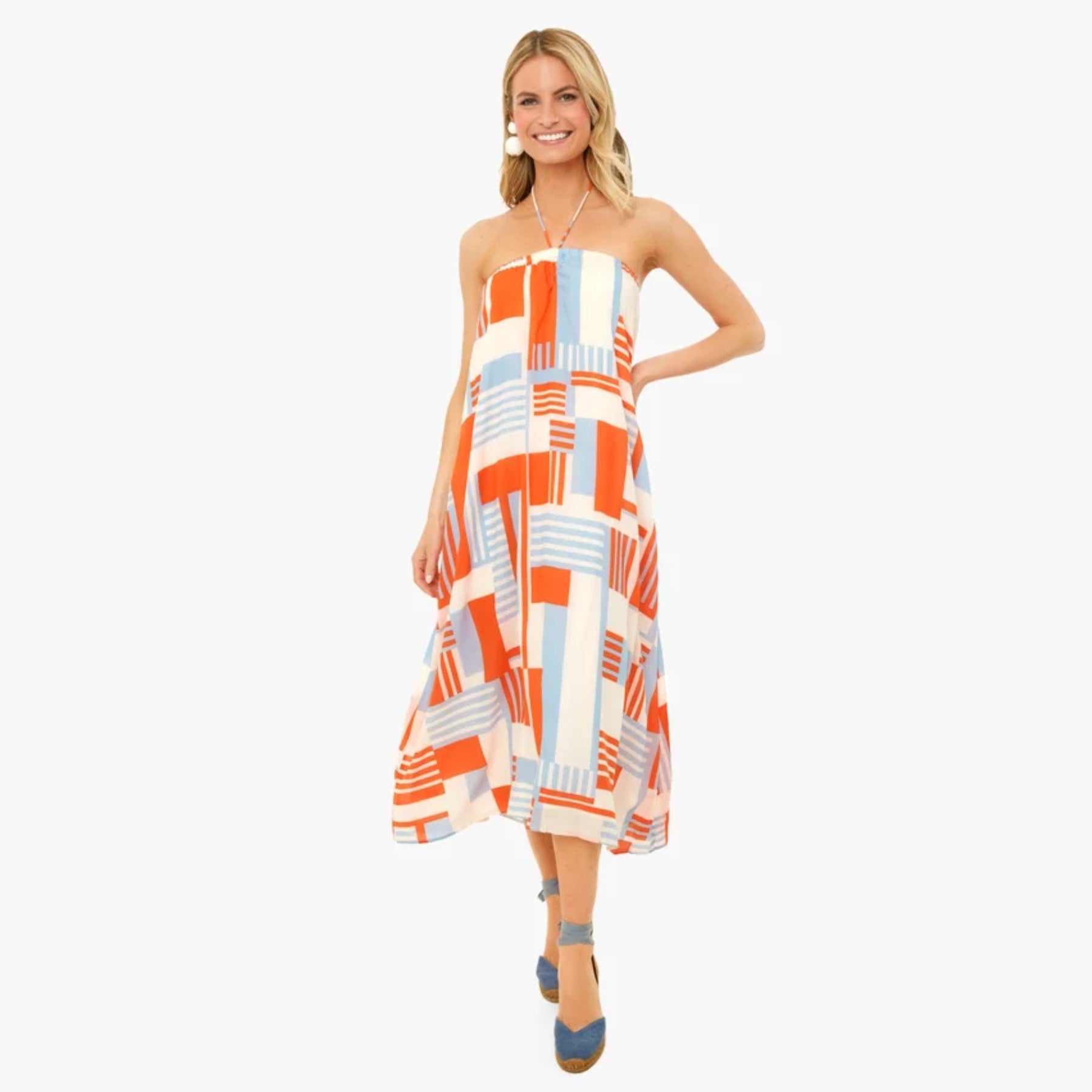 Asturias Midi Dress - Floral Ylang Print Summer Dress for Women | Perfect for Beach Vacations, Date Nights & Garden Parties
