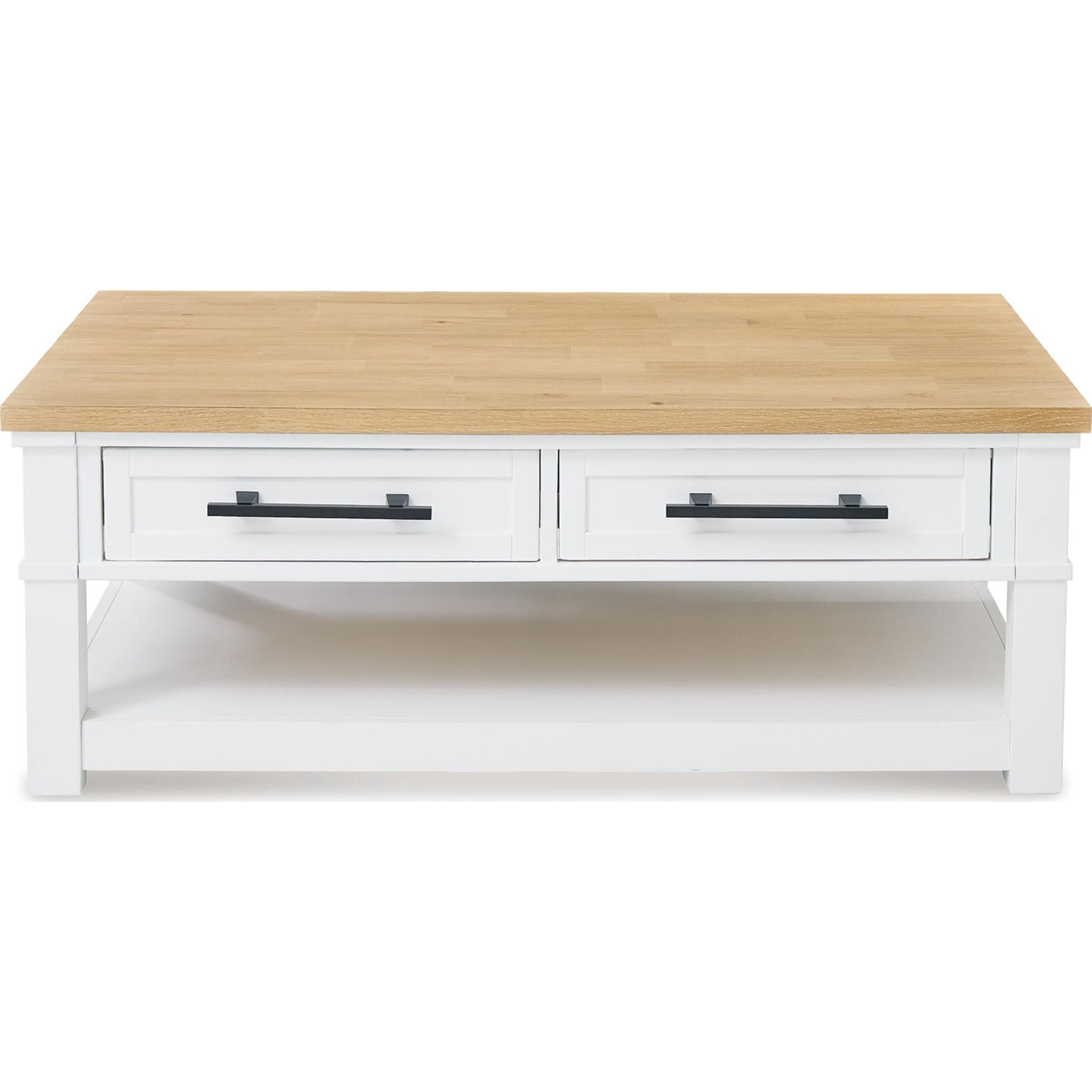 Ashbryn Modern Coffee Table - White & Natural Wood Finish - Perfect for Living Room, Lounge & Home Decor