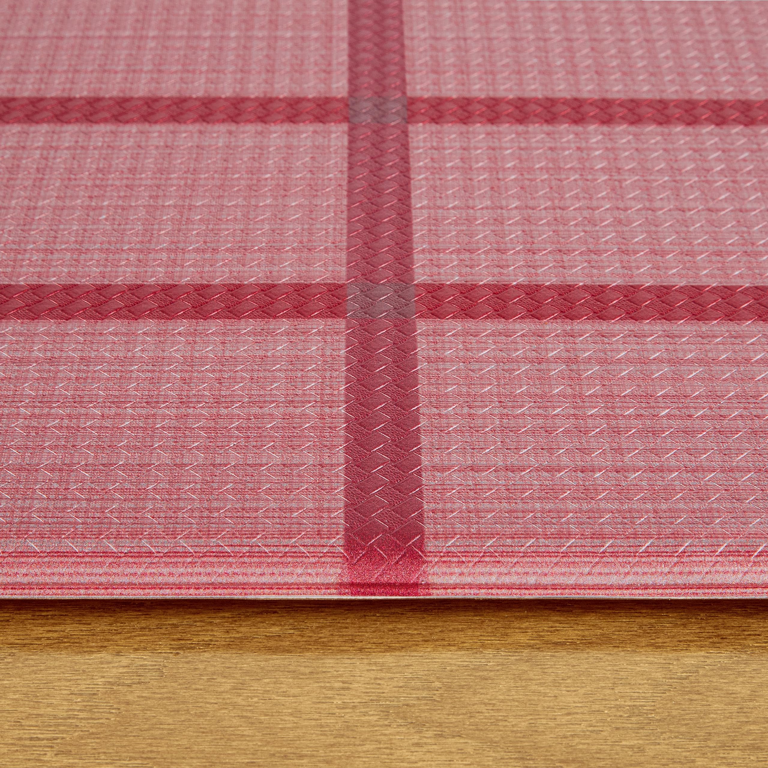 TOWN & COUNTRY BASICS Comfort Plus Anti-Fatigue Kitchen Mat - Non-Slip Plaid Runner Rug for Standing Desk, Office, Dorm Room - Red Windowpane Design 18
