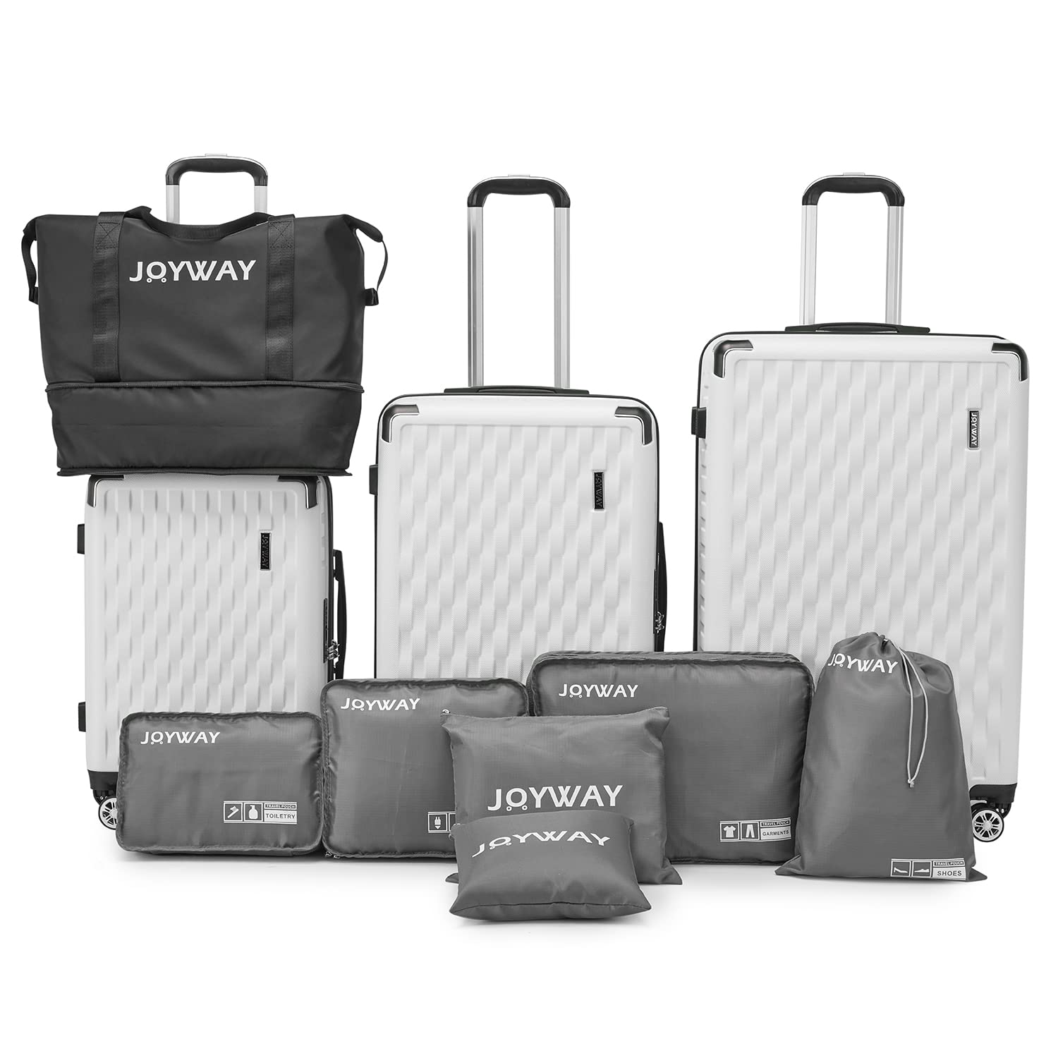 Melalenia 10-Piece Hard Shell Luggage Set with Spinner Wheels & TSA Locks - Large White Suitcase for Women | Travel, Business Trips & Family Vacations