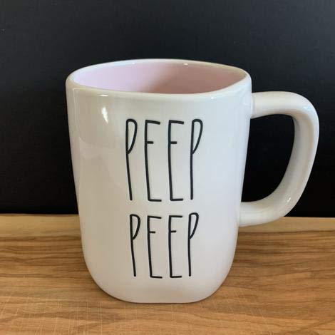 Rae Dunn PEEP PEEP Ceramic Mug with Pink Interior - Limited Edition Easter Collectible - Perfect for Easter Brunch, Gift Giving & Coffee Lovers