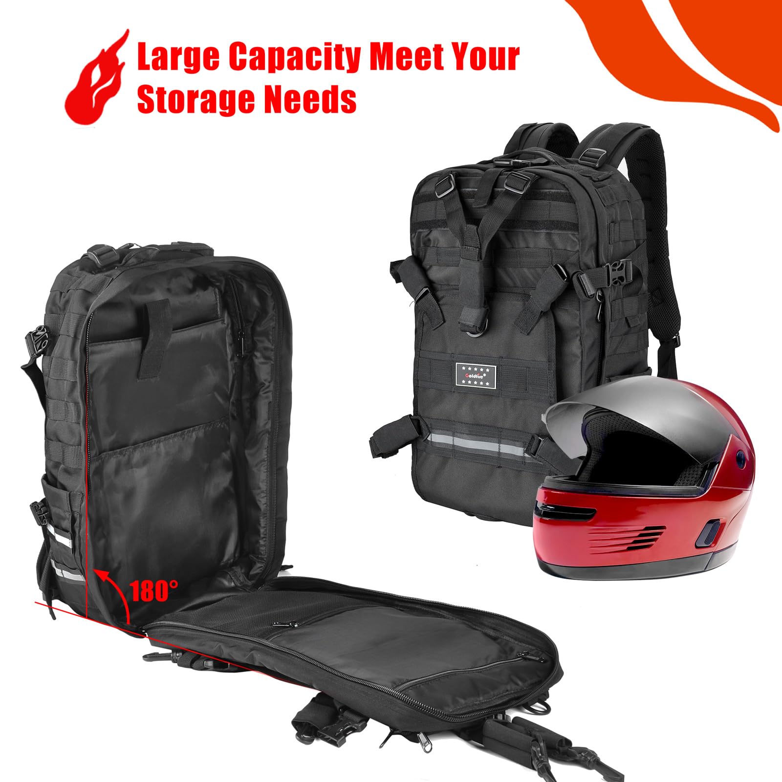 Goldfire Motorcycle Helmet Backpack - Large Capacity Tactical Molle Bag for ATV/UTV Riding, Cycling & Military Helmets - Waterproof Hiking & Outdoor Storage Backpack - Perfect for Motorcycle Rides, Tactical Missions & Adventure Travel