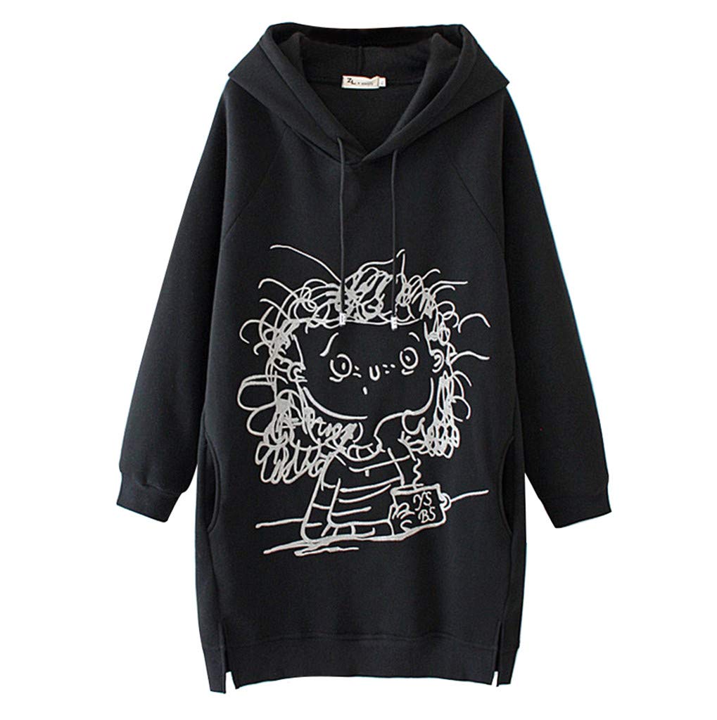 Women's Cartoon Print Pullover Hoodie - Lightweight Long Sleeve Sweatshirt for Girls & Ladies | Casual Wear, Street Fashion, Loungewear