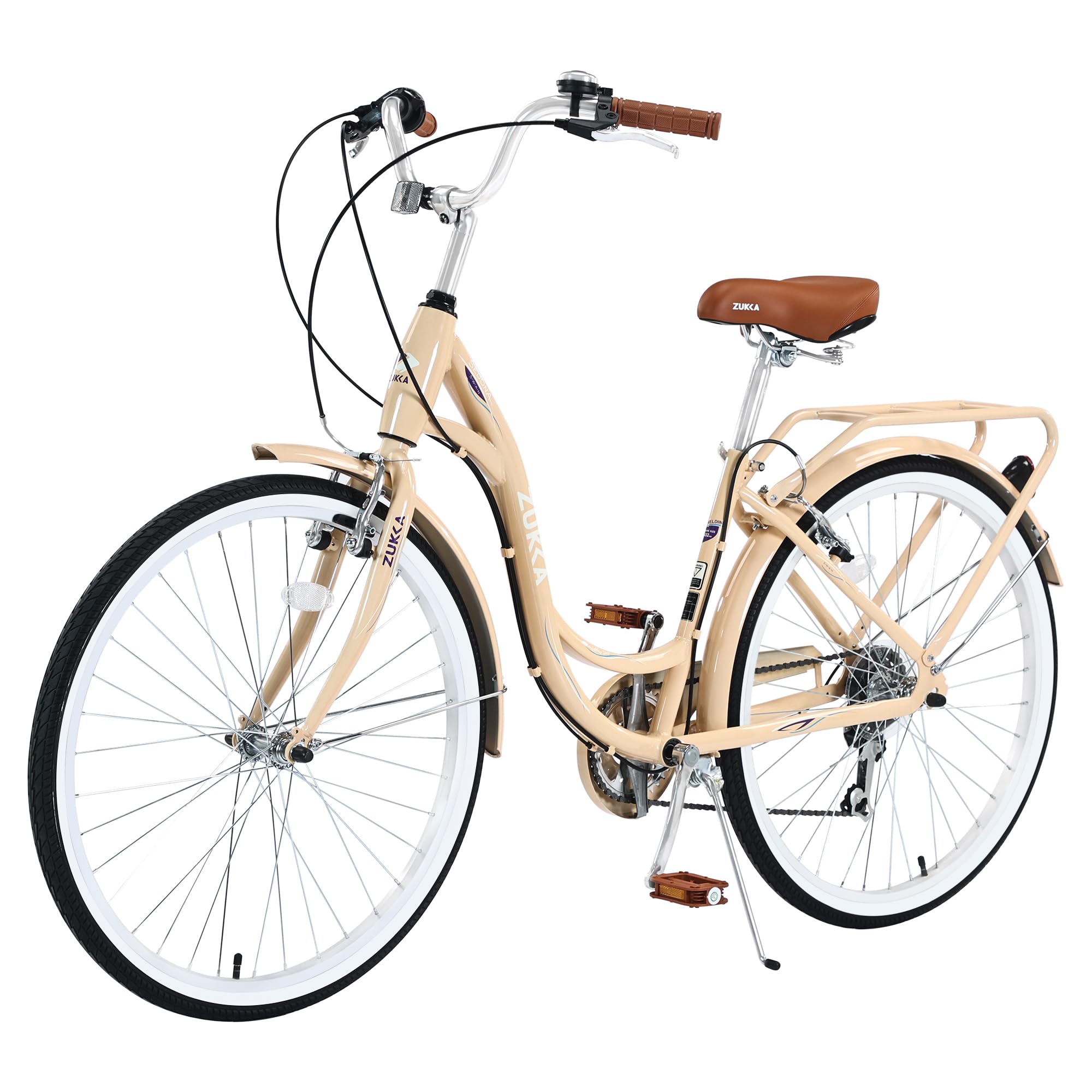26 Inch Women's Beach Cruiser Bike - 7 Speed Comfortable City Commuter Bicycle with Durable Rear Rack for Short Women, Ladies & Seniors - Perfect for Beach Rides, City Commuting & Leisure Cycling