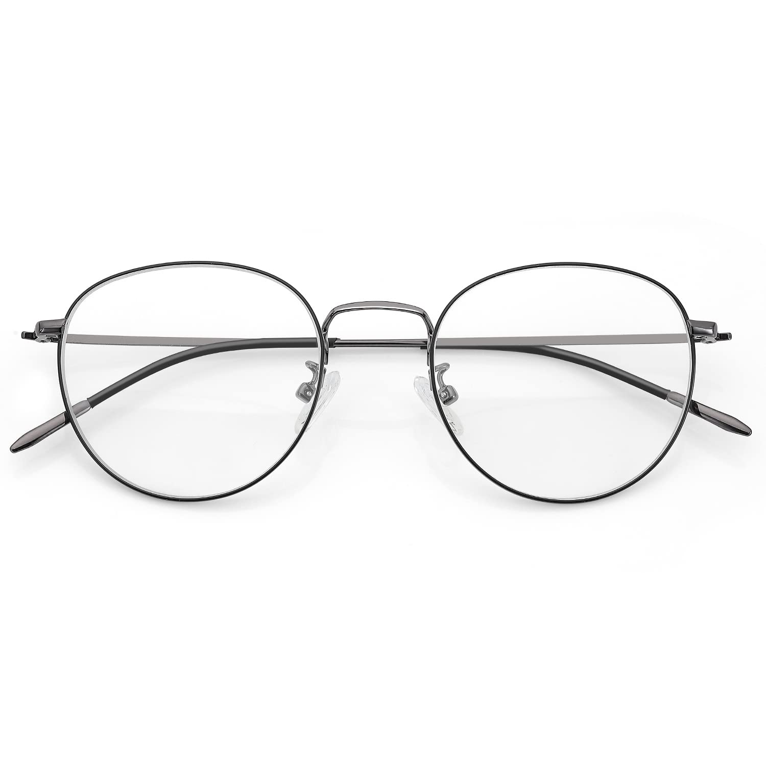 BLUEMOKY Blue Light Blocking Glasses - Anti Glare & UV Protection for Computer, Gaming & TV Use - Retro Round Metal Frame Eyeglasses for Women & Men - Reduce Eye Strain for Office Work, Online Classes & Night Screen Time