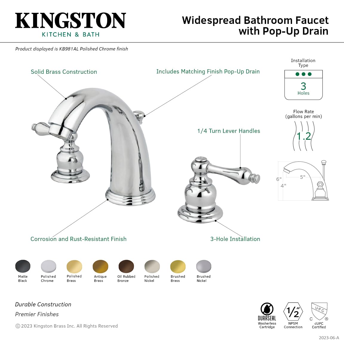 Elements of Design Royale EB985AL Widespread Bathroom Faucet with Pop-Up Drain, Oil Rubbed Bronze Finish, 8-16 Inch Adjustable Spread - Perfect for Modern Vanities and Luxury Bathroom Renovations