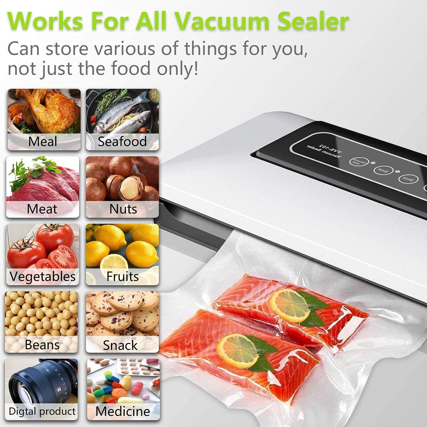 Aobosi BPA-Free Reusable Vacuum Sealer Bags 2 Pack (20cm x 6m & 28cm x 6m) - Eco-Friendly Food Storage for Sous Vide, Meal Prep & Vacuum Sealing Machines | LFGB Certified & Recyclable