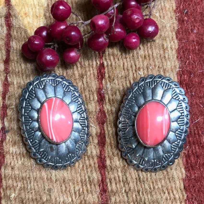Sterling Silver Stamped Concho Pierced Earrings for Women | Western Style Boho Jewelry | Perfect for Cowgirl Outfits, Music Festivals and Everyday Wear