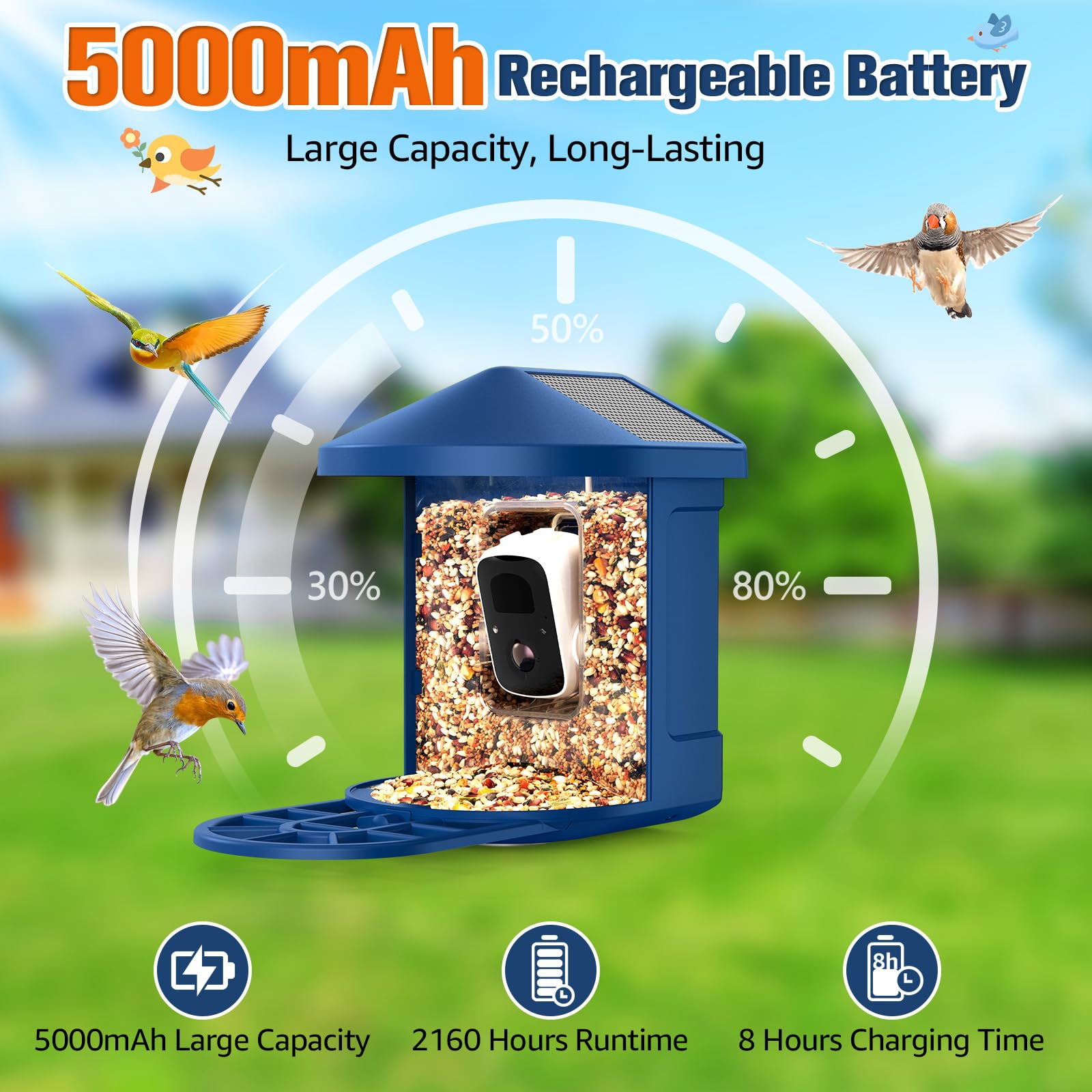 PeckCam® Smart Bird Feeder with Camera - 2K HD AI Bird Identification, Solar Powered Wildlife Camera, Auto Video Recording & Instant Alerts | Perfect Gift for Birdwatchers & Nature Lovers | Backyard Bird Watching, Garden Wildlife Monitoring, Home Security Camera Alternative