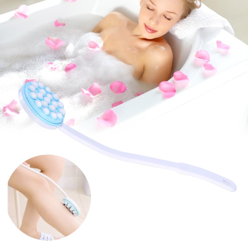 Long Handle Body Bath Massager - Back, Leg & Skin Lotion Applicator for Shower & Spa - Oil & Cream Brush Massaging Tool for Relaxation & Exfoliation