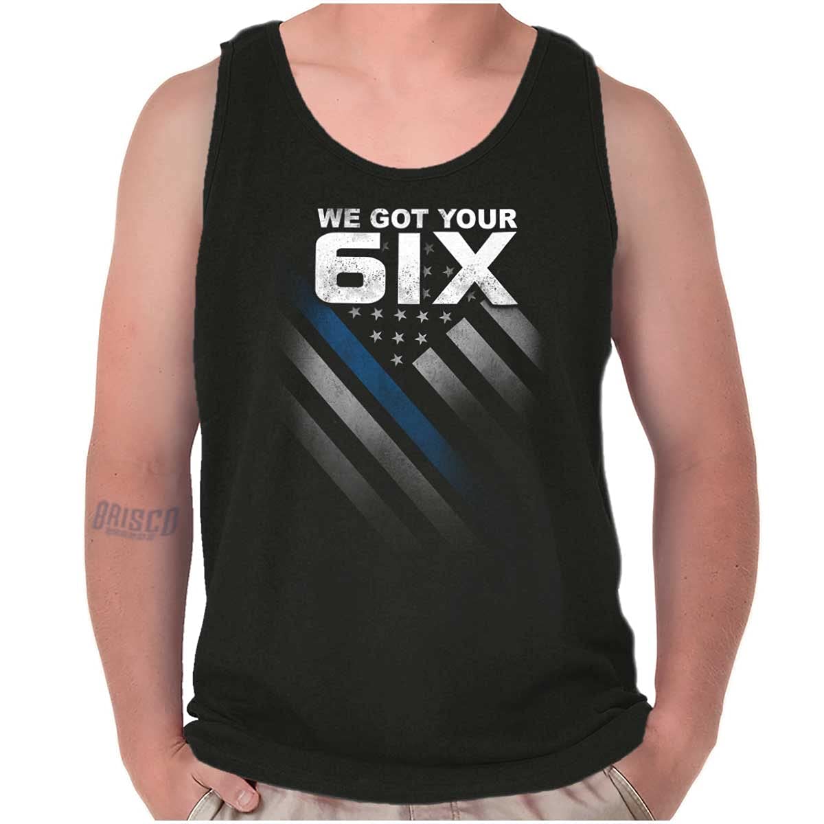 Brisco Brands Patriotic Blue Line USA Flag Tank Top for Men & Women - Support Law Enforcement with Stylish Casual Wear for Everyday & Outdoor Activities