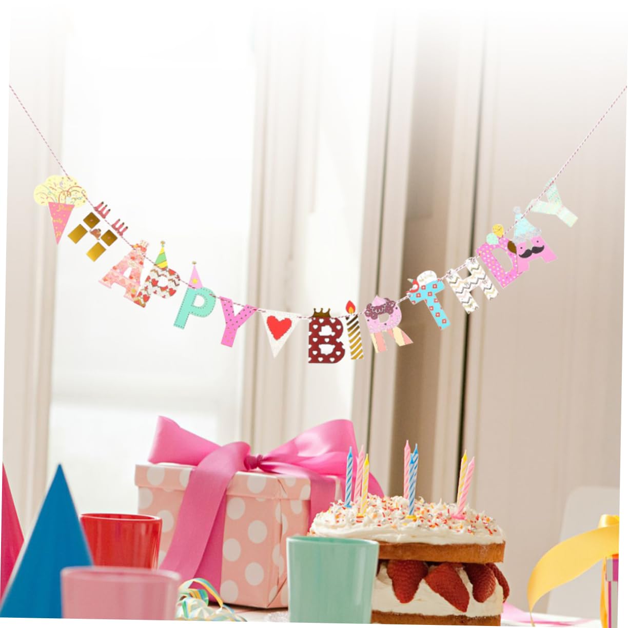 VICASKY 2 Pack Happy Birthday Banner Flags - Fray-Proof Dreamcatcher Design for Baby Birthday Party Decorations - Indoor & Outdoor Celebration Decor for Kids, Baby Showers, and Birthday Parties