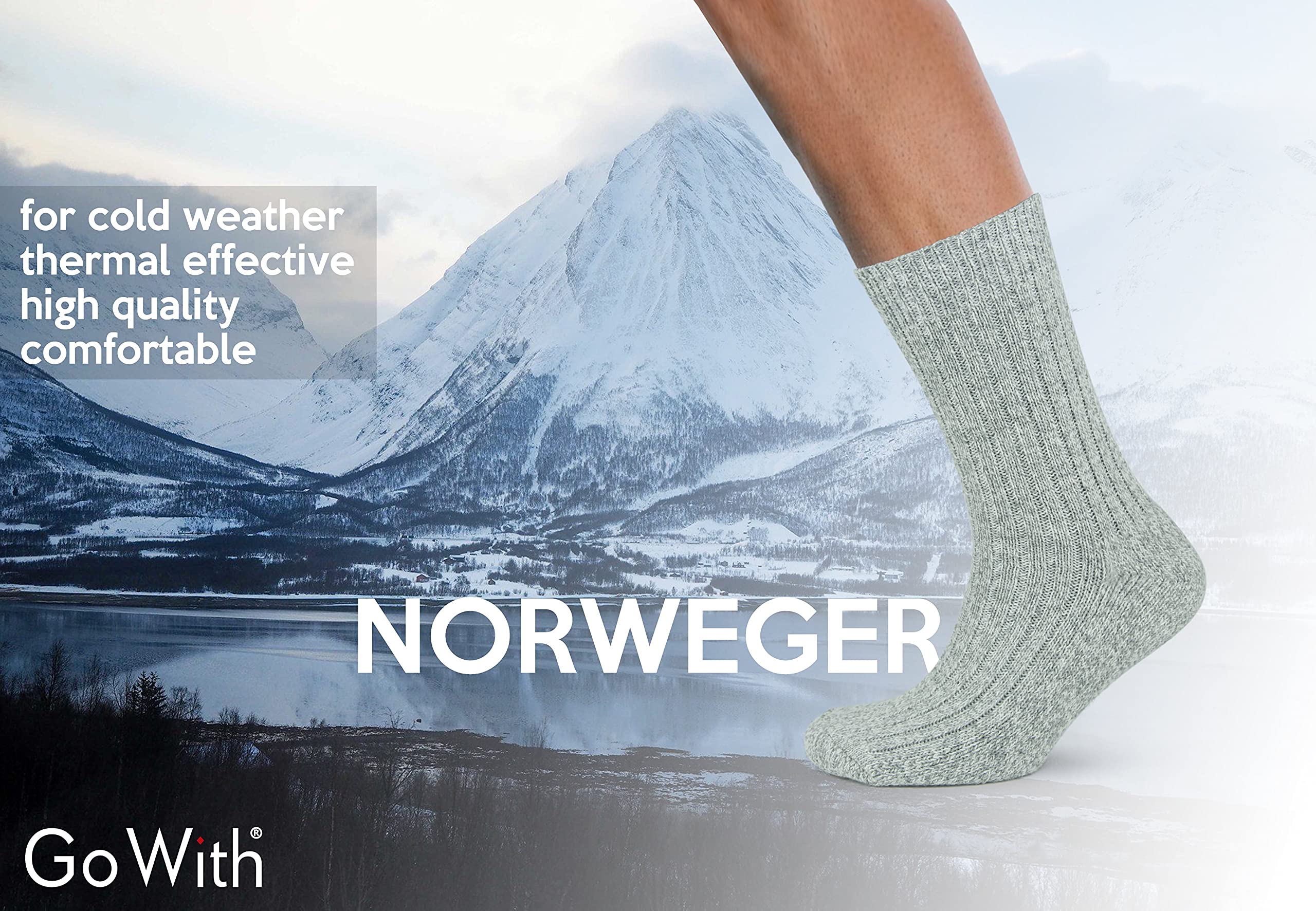 GoWith 3 Pairs Men's Thick Merino Wool Socks - Warm Winter Crew Socks for Hiking, Skiing & Outdoor Activities | Thermal Full-Terry Fuzzy Knit Socks for Cold Weather Comfort
