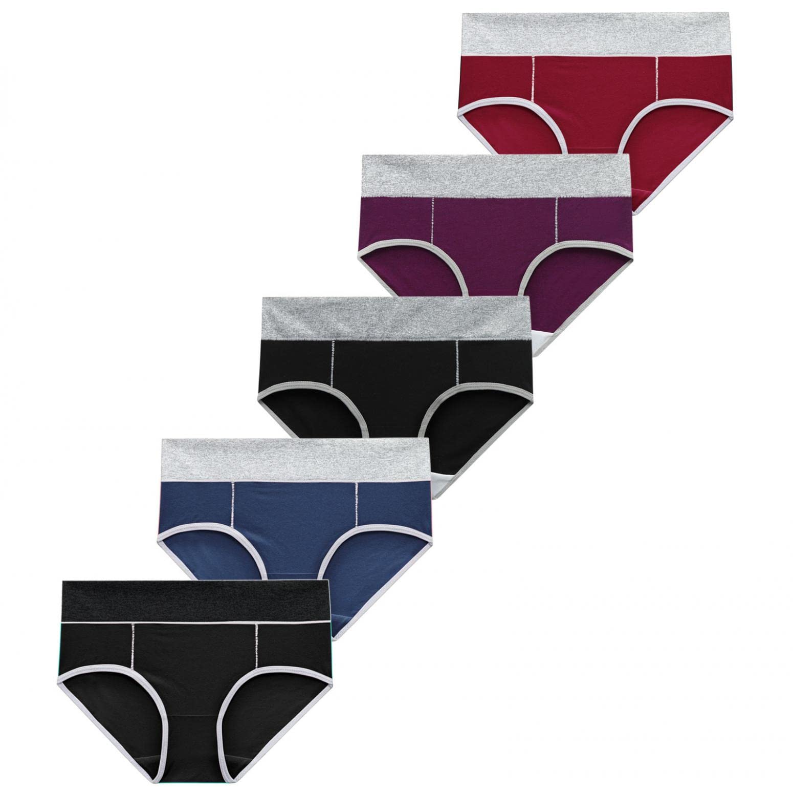 Seamless Women's Underwear - High Waist Cotton Soft Brief Panties 5-Pack (Regular & Plus Size) | Comfortable Everyday Wear for Work, Yoga & Sleep