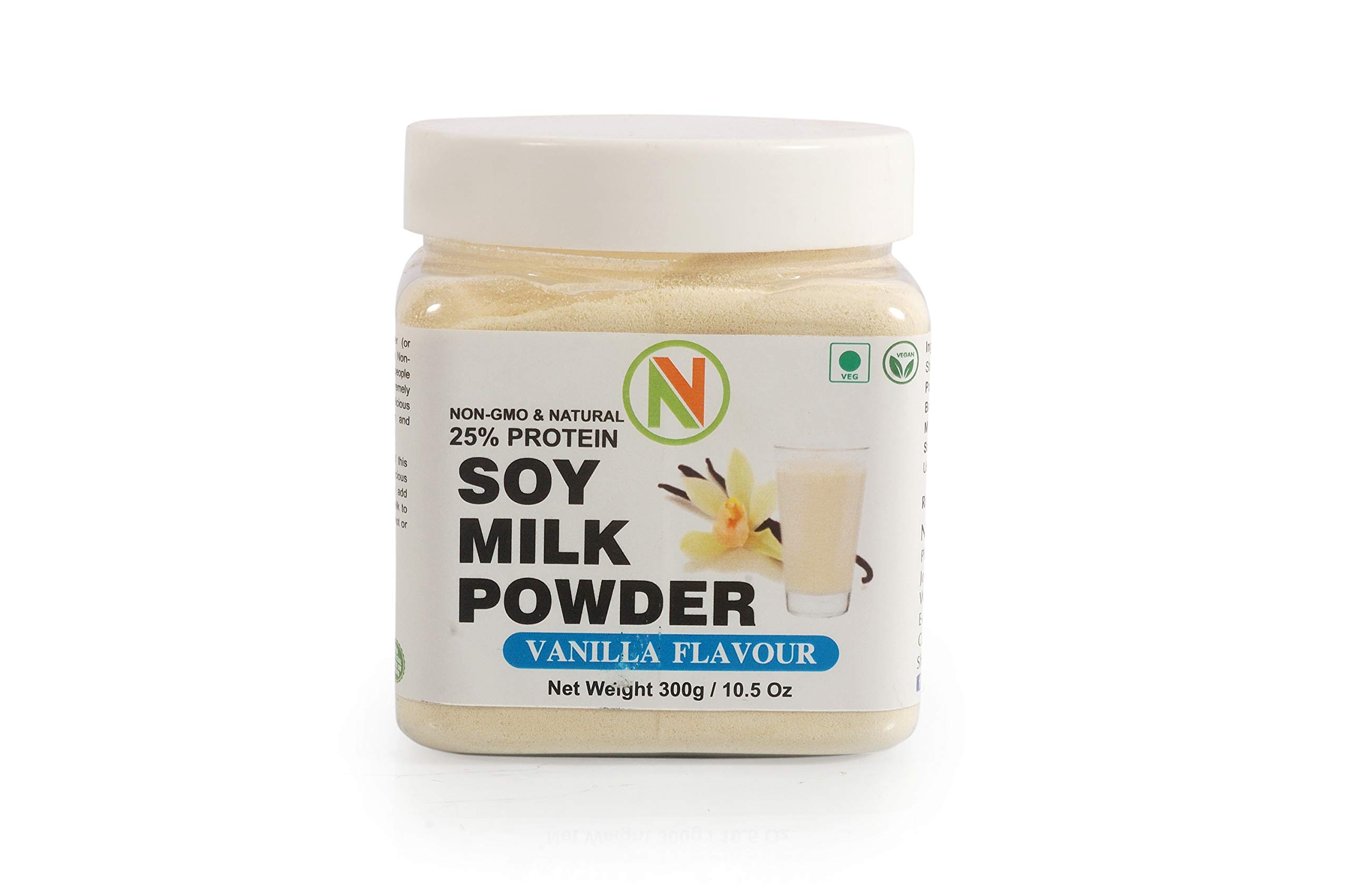 NatureVit Vanilla Flavored Soy Milk Powder - Vegan, Non-GMO, 25% Protein (10.58 oz) - Perfect for Smoothies, Baking & Dairy-Free Lattes