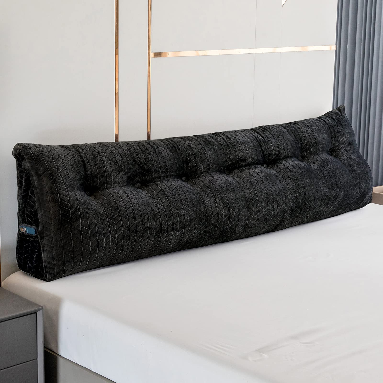 TerriTrophy Large Triangular Wedge Headboard Pillow - Bolster Bed Rest & Reading Pillow with Removable Cover - Perfect for Back Support, Positioning, and Comfort in Bed, Sofa, or Floor (Ideal for Reading, Watching TV, or Relaxing)
