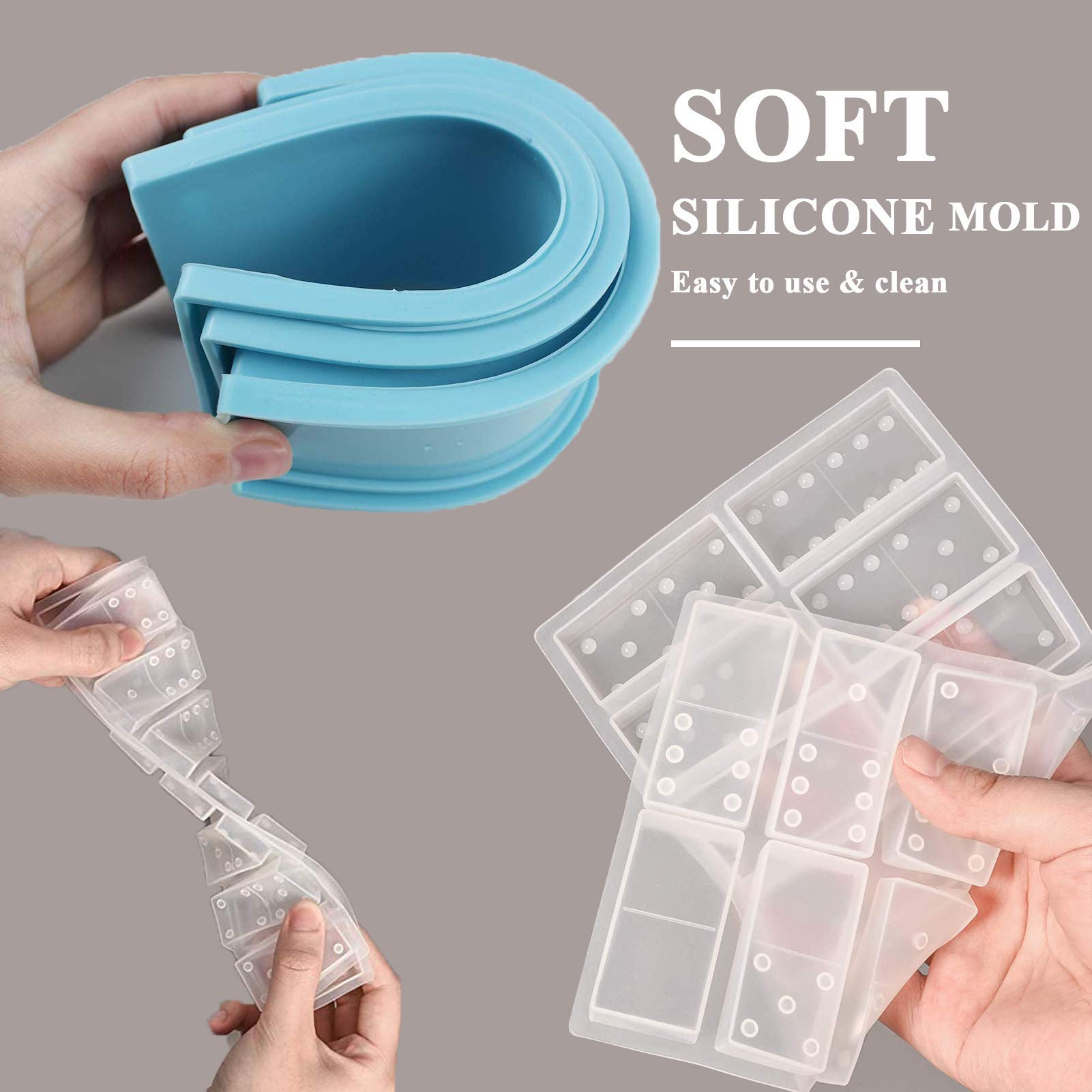 Epoxy Resin Domino Molds Set - DIY Craft Silicone Molds for Jewelry, Keychains & Home Decor - Perfect for Resin Casting, Storage Box Making & Art Projects