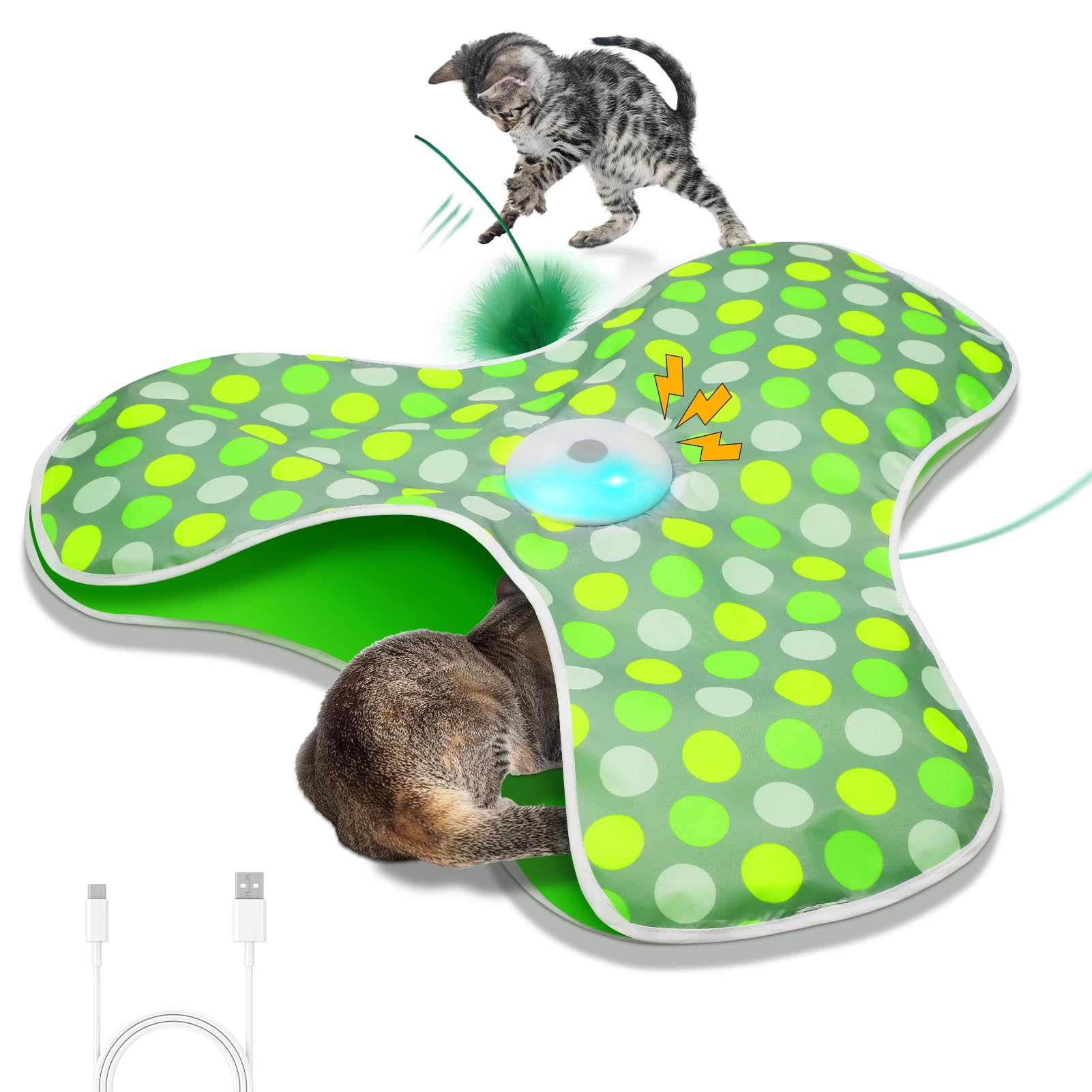 Interactive Automatic Cat Toy with Motion Activated Feather & Chirping Sounds - USB Rechargeable Hide & Seek Game for Indoor Cats - Perfect for Playtime, Exercise & Boredom Relief