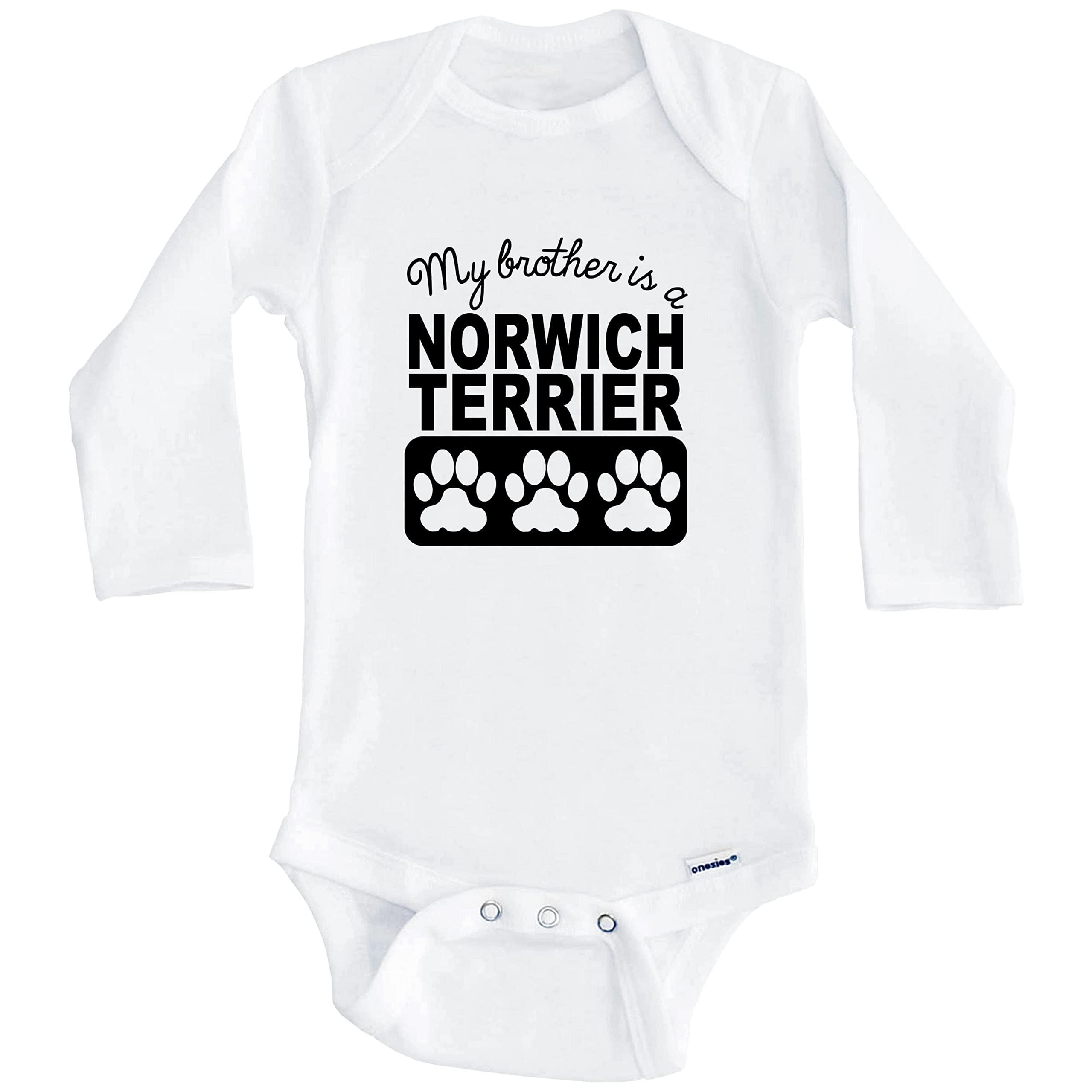 My Brother is a Norwich Terrier - Cute Long Sleeve Baby Bodysuit for Boys & Girls | Perfect for Family Photos, Pet Lovers & Everyday Wear