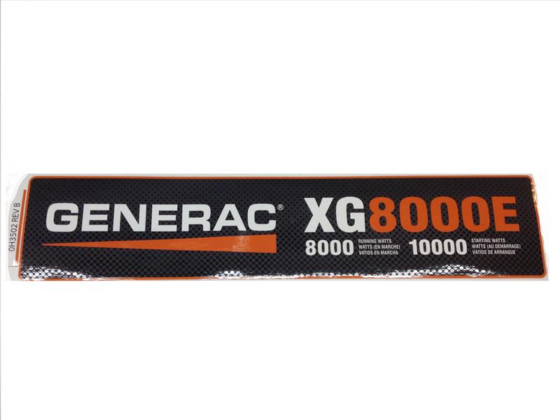 Generac XG8000E Back Panel Decal - Replacement Part #0H3502 for Generator Maintenance & Repair - Perfect for Home Backup Power & Outdoor Use