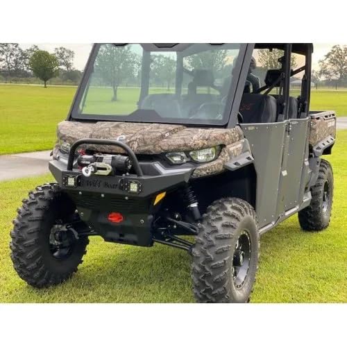Heavy Duty Front Winch Bumper with LED Lights for Can-Am Defender (2020-2024 Models) - Off-Road Protection & Adventure Ready Accessory