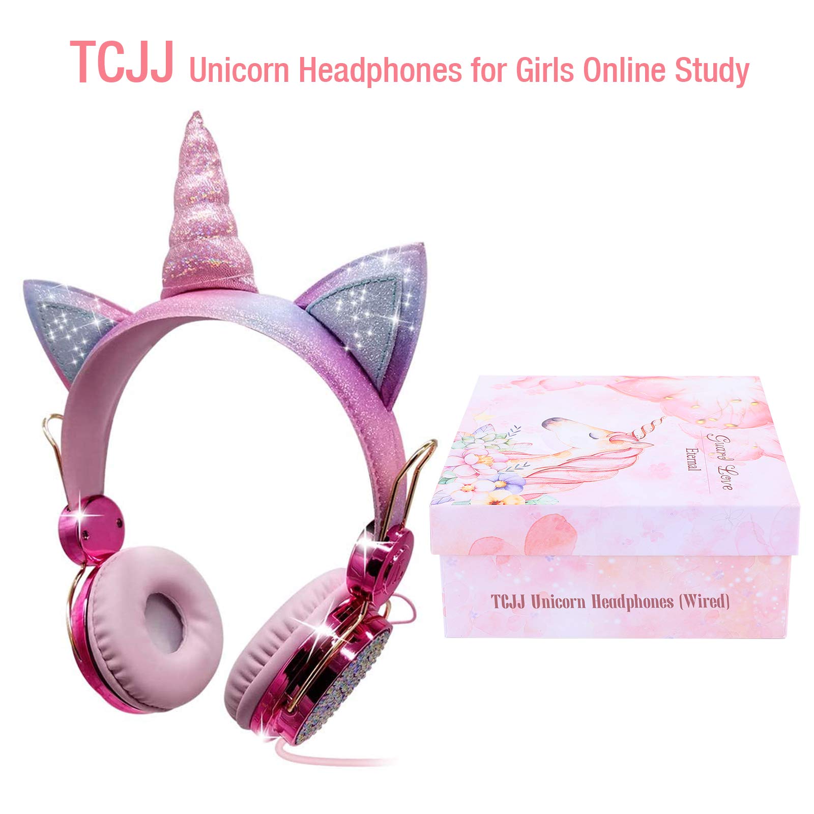 **Unicorn Kids Headphones for Girls & Boys - Adjustable Wired Headphones with 3.5mm Jack, Over-Ear Design & Built-in Mic - Perfect for School, Travel, Birthday & Christmas Gifts**