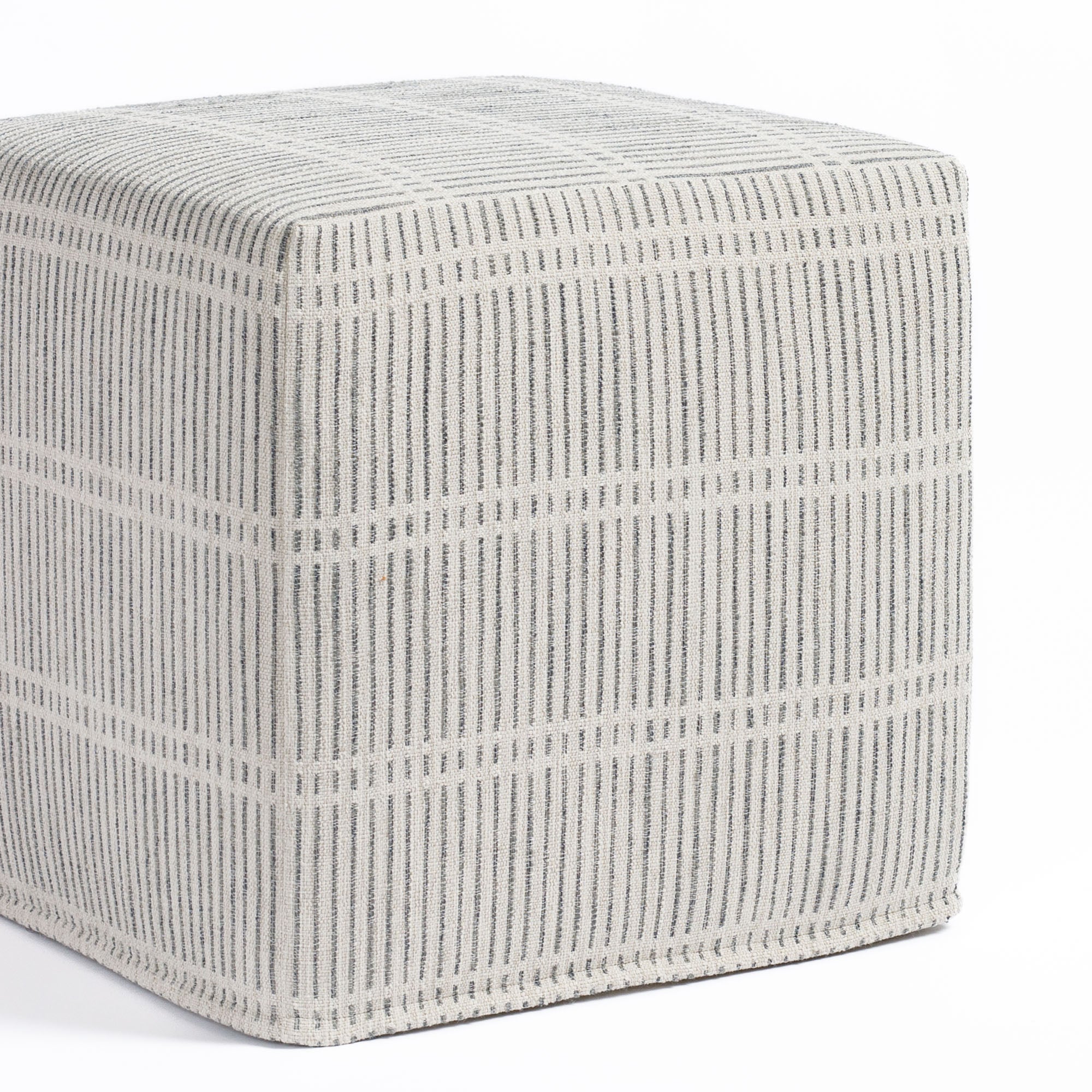 Carson Stripe 16x16 Cube Ottoman in Stone Blue - Modern Storage Ottoman for Living Room, Bedroom & Dorm - Perfect Footrest and Extra Seating
