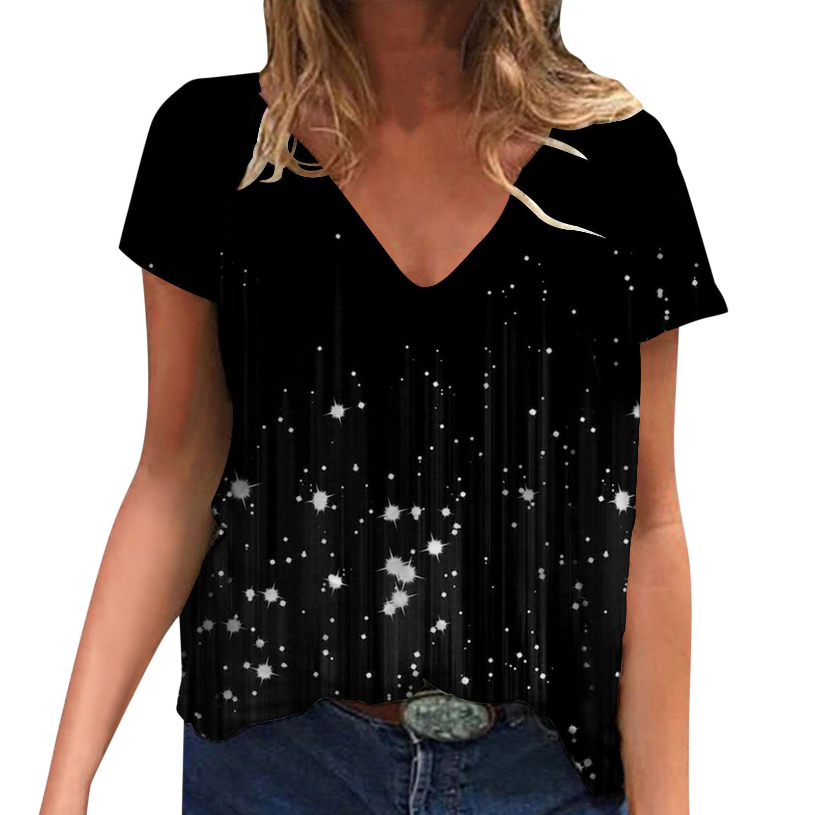 Women's Casual Short Sleeve Round Neck Twist Front Tunic T-Shirt - Loose Fit Cute Blouse for Everyday Wear, Work & Weekend Outfits