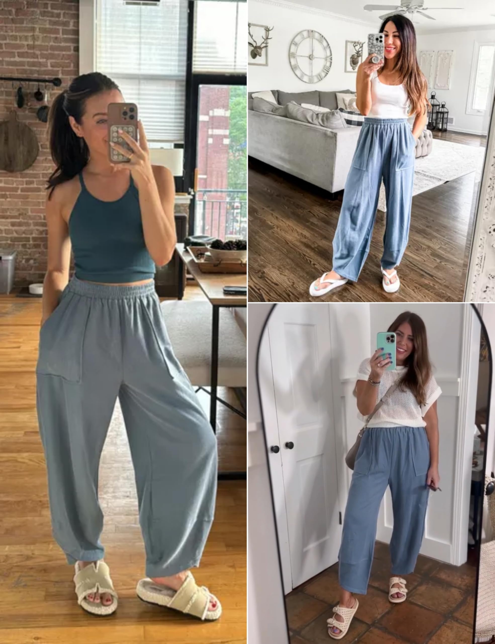 Xiaoxuemeng Women's Casual Baggy Wide Leg Pants - Elastic Waist Palazzo Harem Pants with Pockets | Comfortable Lounge Pants for Yoga, Travel & Everyday Wear
