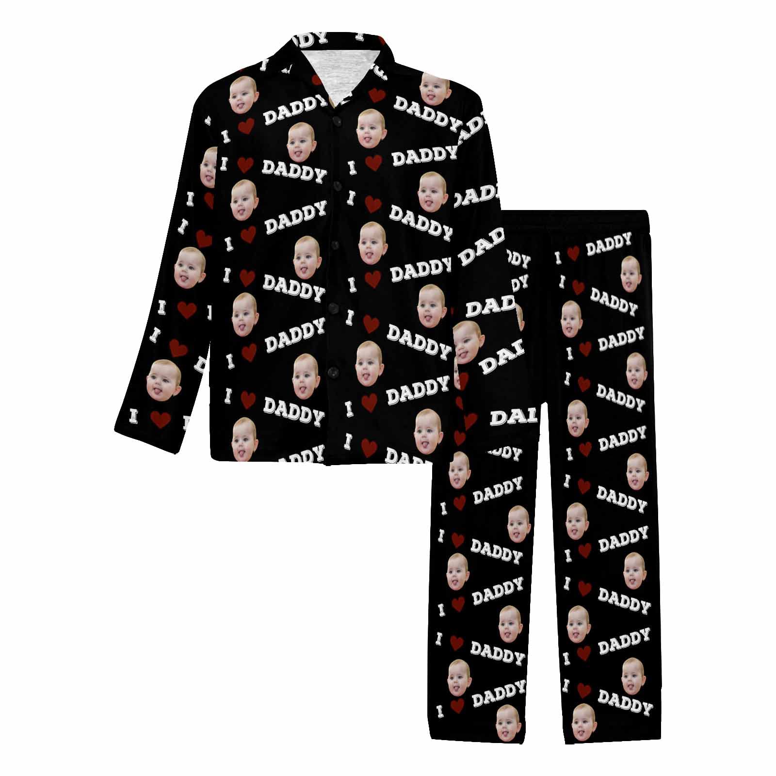 Custom Personalized Men's Pajama Set - Long Sleeve Button Down Sleepwear for Husband & Father | Cozy Home Lounging & Gift Giving Occasions