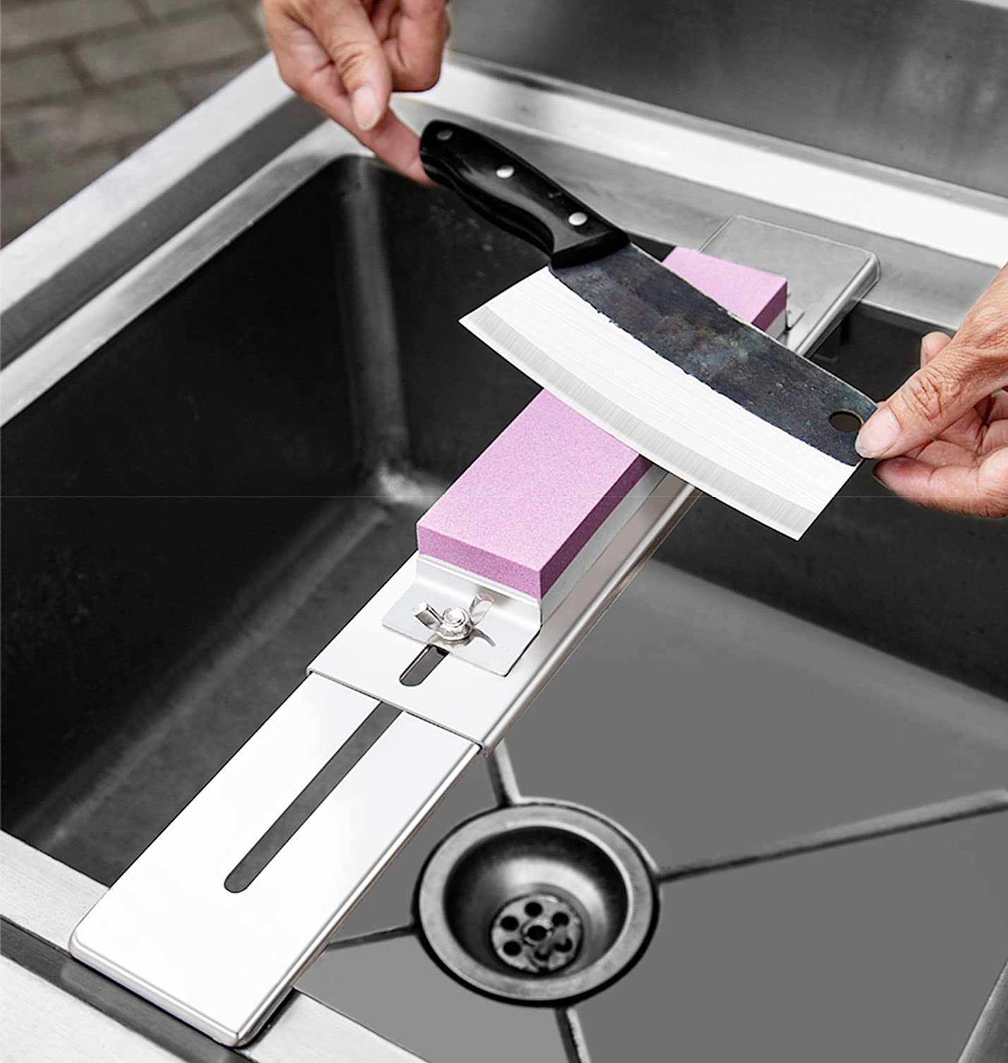 Premium Stainless Steel Whetstone Holder & Sharpening Stone Sink Bridge - Adjustable Non-Slip Design with Wing Nuts for Knives, Chisels & Tools - Perfect for Kitchen, Workshop & Outdoor Sharpening Needs