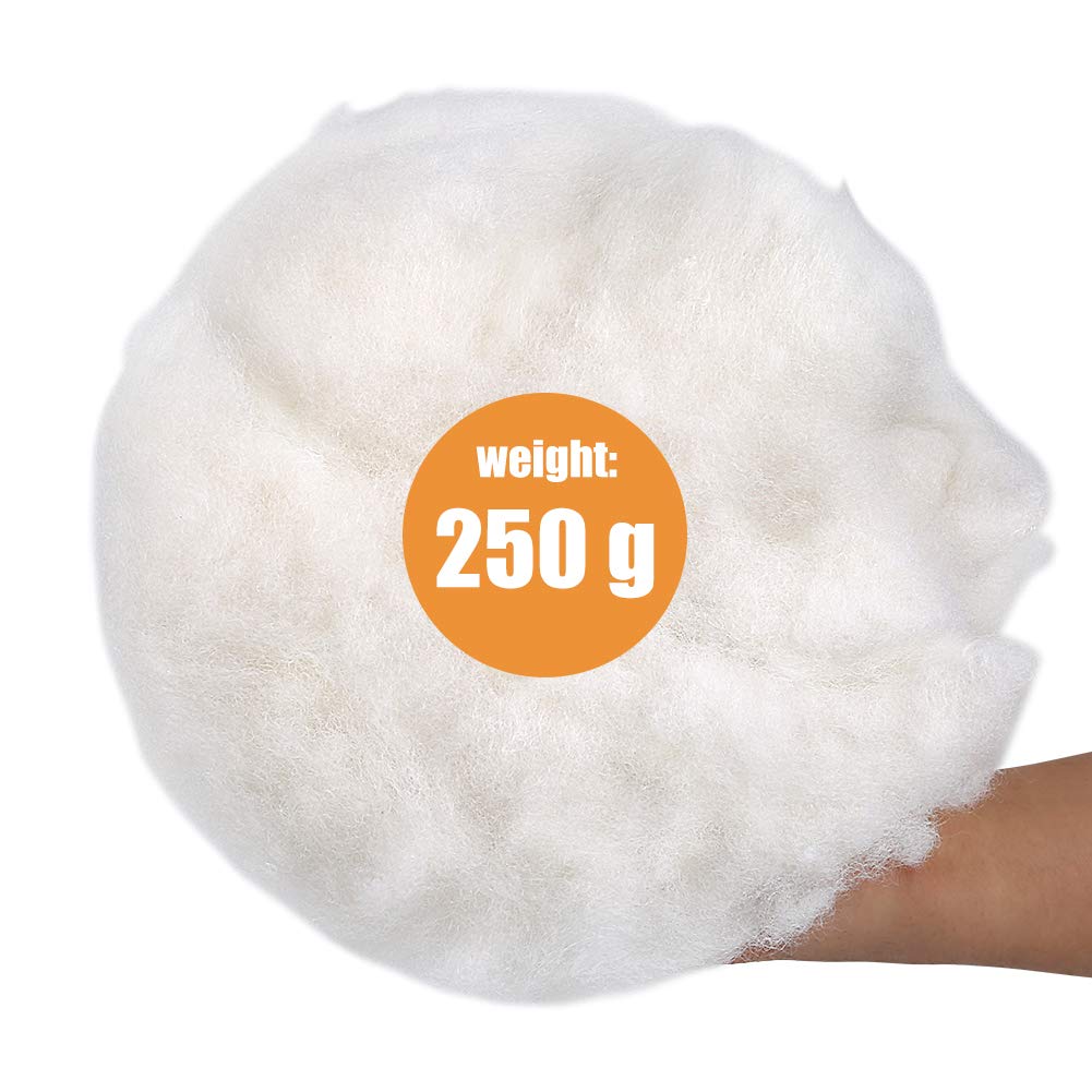 Premium Polyester Fiber Fill for DIY Projects - High Resilience Stuffing for Dolls, Pillows & Comforters - 250g/8.8oz Recyclable Fiber - Perfect for Crafting, Home Decor & Soft Toy Making