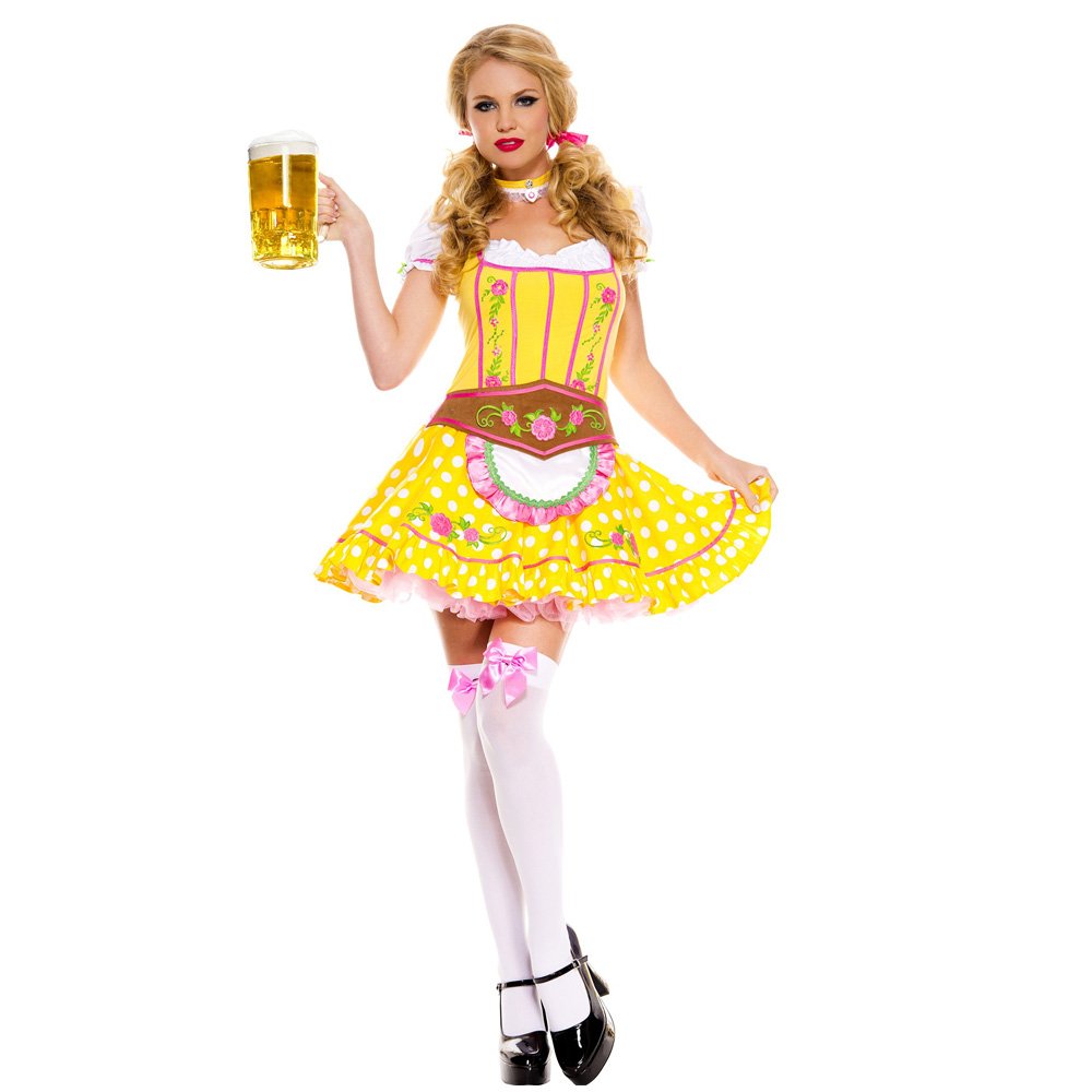 Women's Bright Dirndl Dress - Traditional Bavarian Oktoberfest Costume for Women - Perfect for Oktoberfest, Halloween & Themed Parties