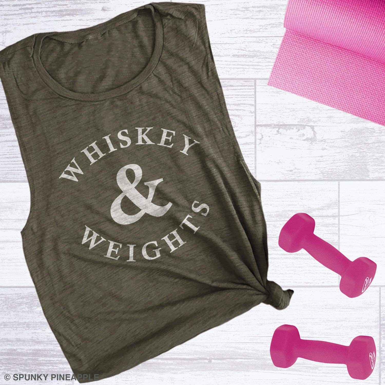 Women's Whiskey & Weights Gym Muscle Tee - Workout Shirt for Fitness & Strength Training | Perfect for CrossFit, Weightlifting & Casual Wear