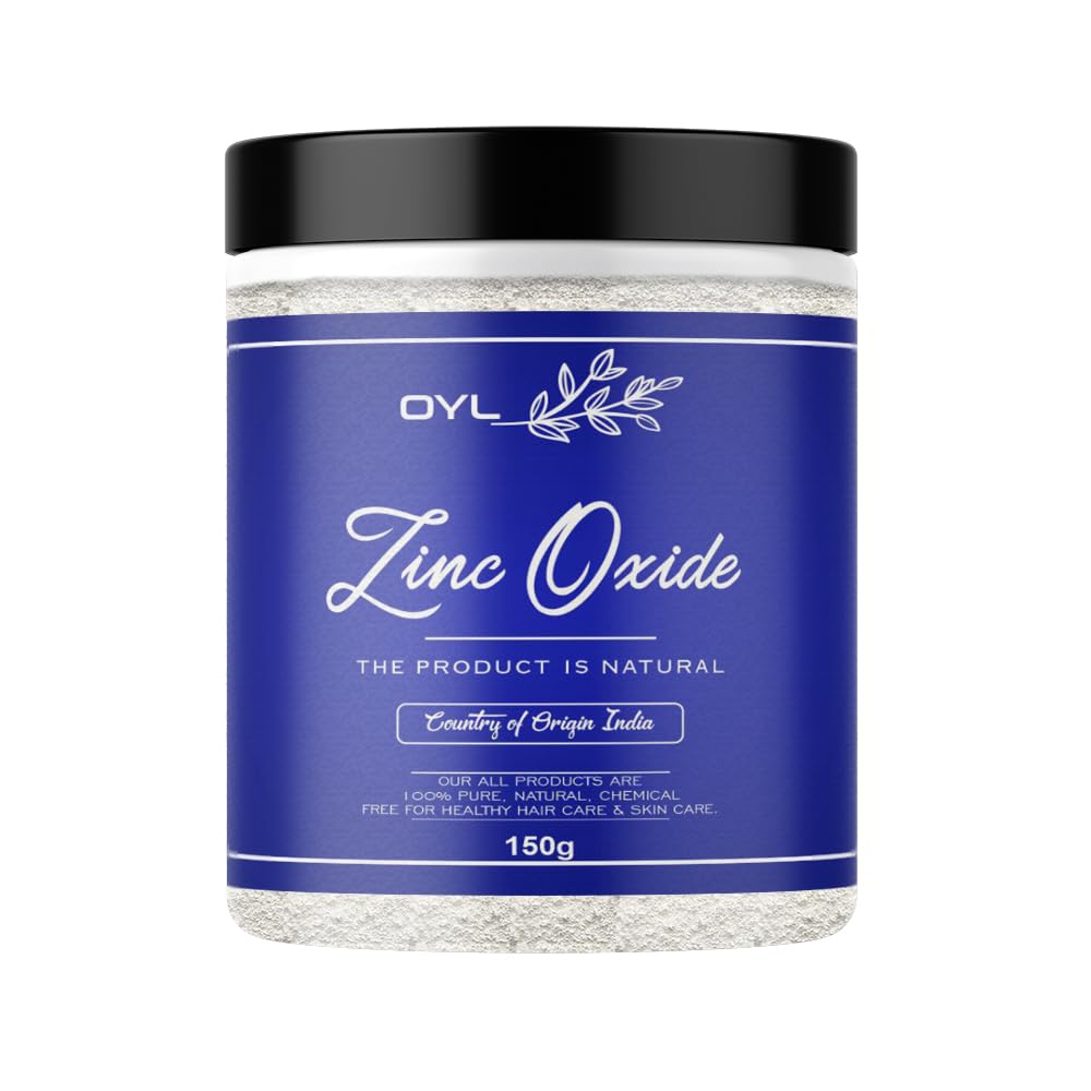 OYL Natural Zinc Oxide Powder 150g - Organic Face Pack, Body & Skin Care, Natural Sunscreen for Sun Protection | DIY Cosmetics, Sunburn Relief & Sensitive Skin Care