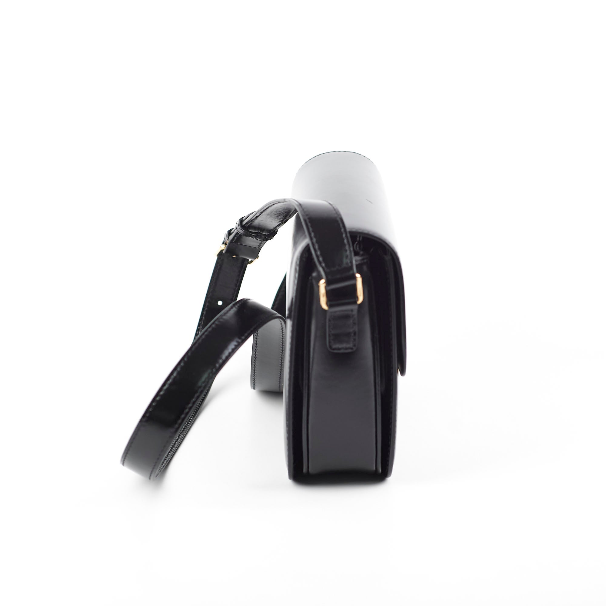 Celine Classique Triomphe Black Leather Crossbody Bag for Women | Luxury Designer Handbag | Perfect for Date Night, Office & Travel