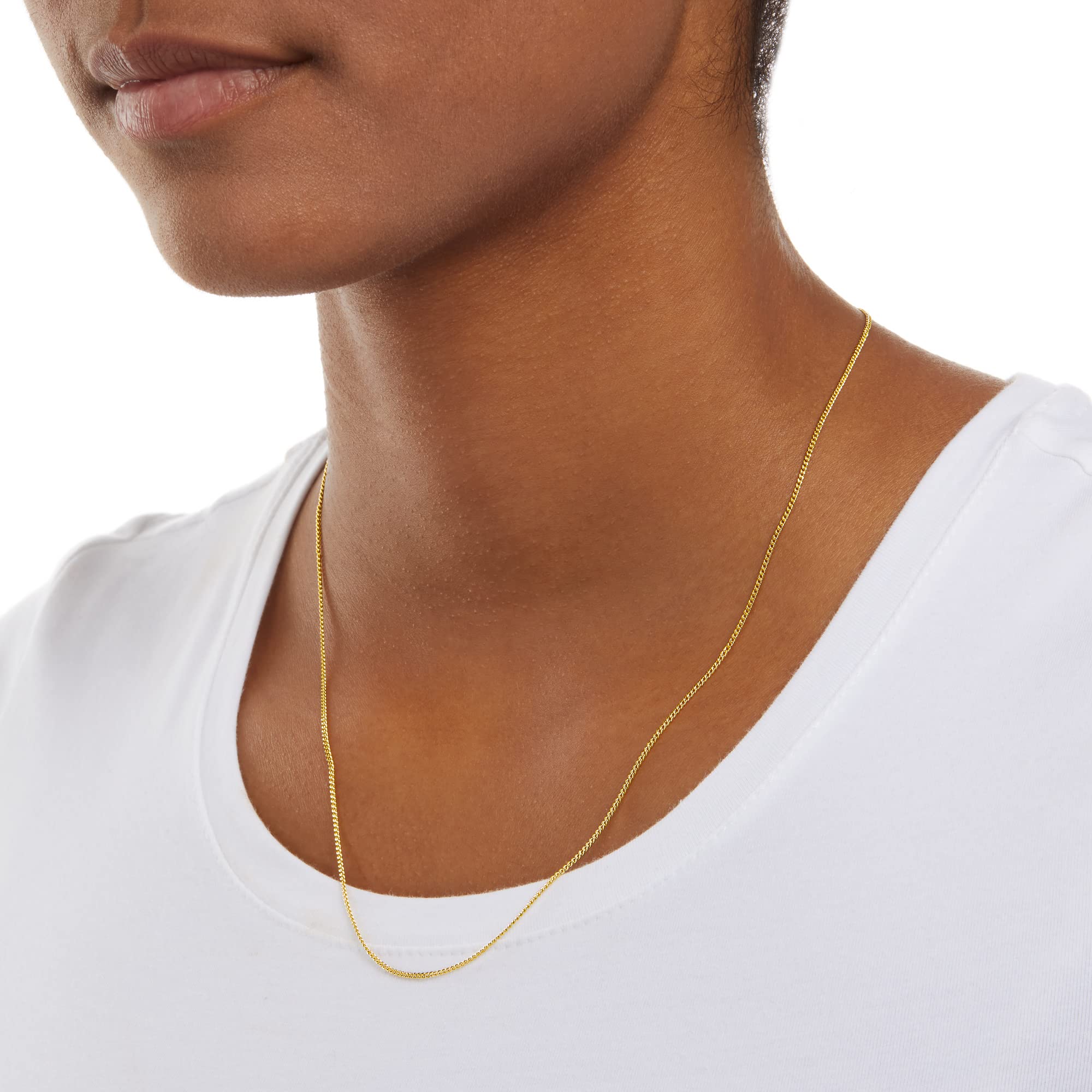 Amazon Essentials 14K Gold Plated Curb Chain Necklace for Women - Elegant Layering Piece for Everyday Wear, Date Night & Special Occasions