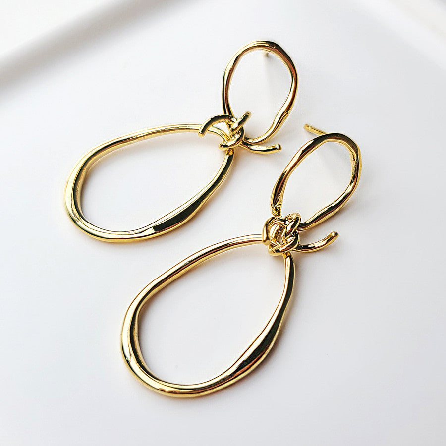 925 Sterling Silver Ribbon Oval Earrings for Women - Elegant Dangle Hoop Earrings for Party, Wedding & Everyday Wear