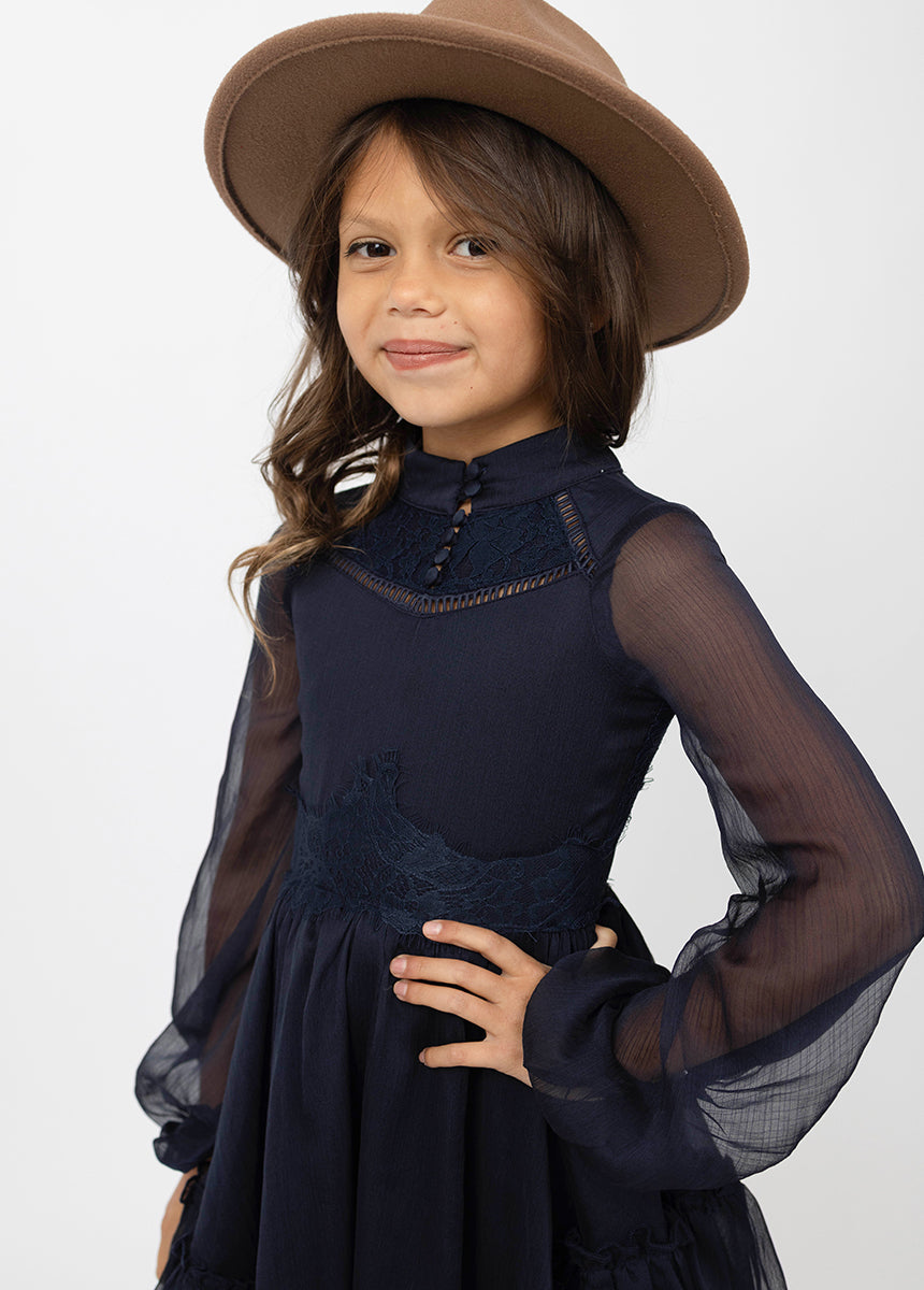 Kimaya Women's Elegant Midnight Blue Dress - Perfect for Evening Parties, Weddings & Special Occasions